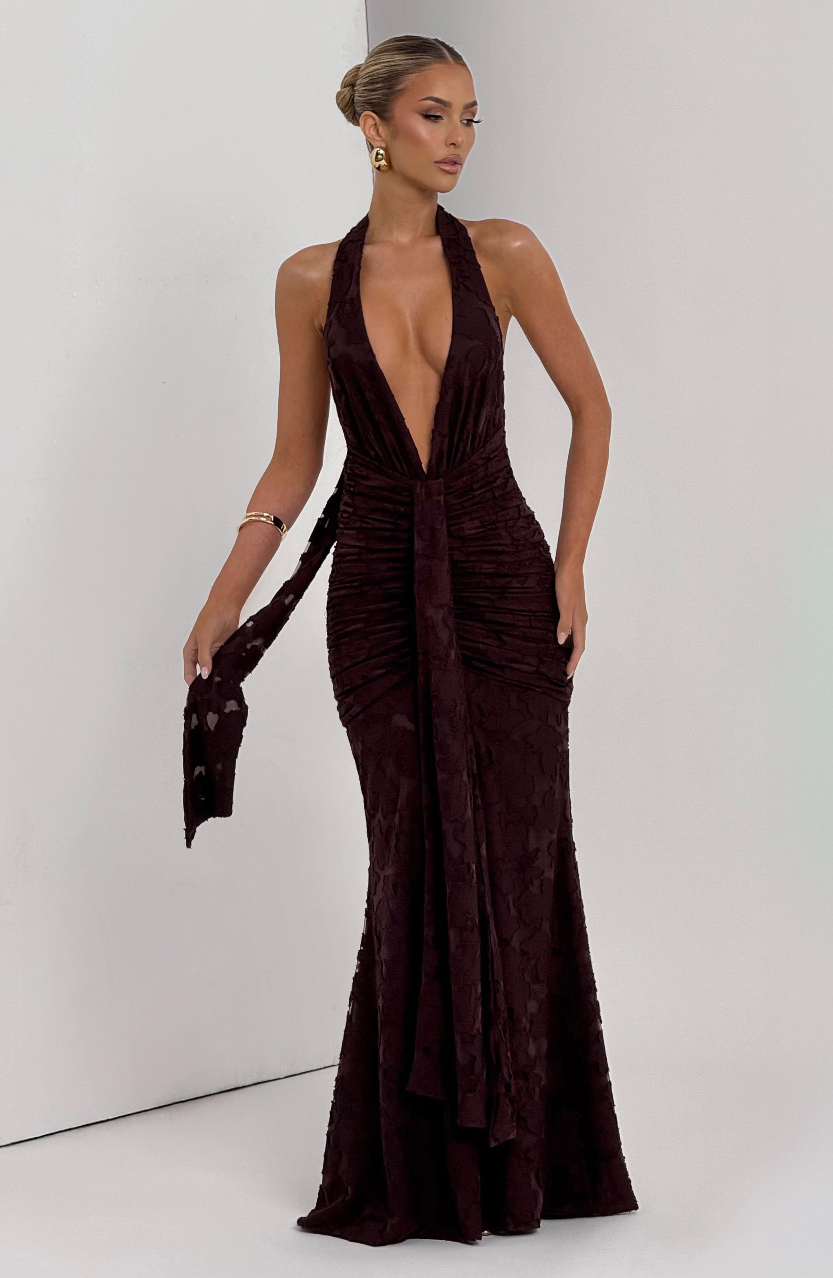 minilena Guinevere Maxi Dress Plum Brown