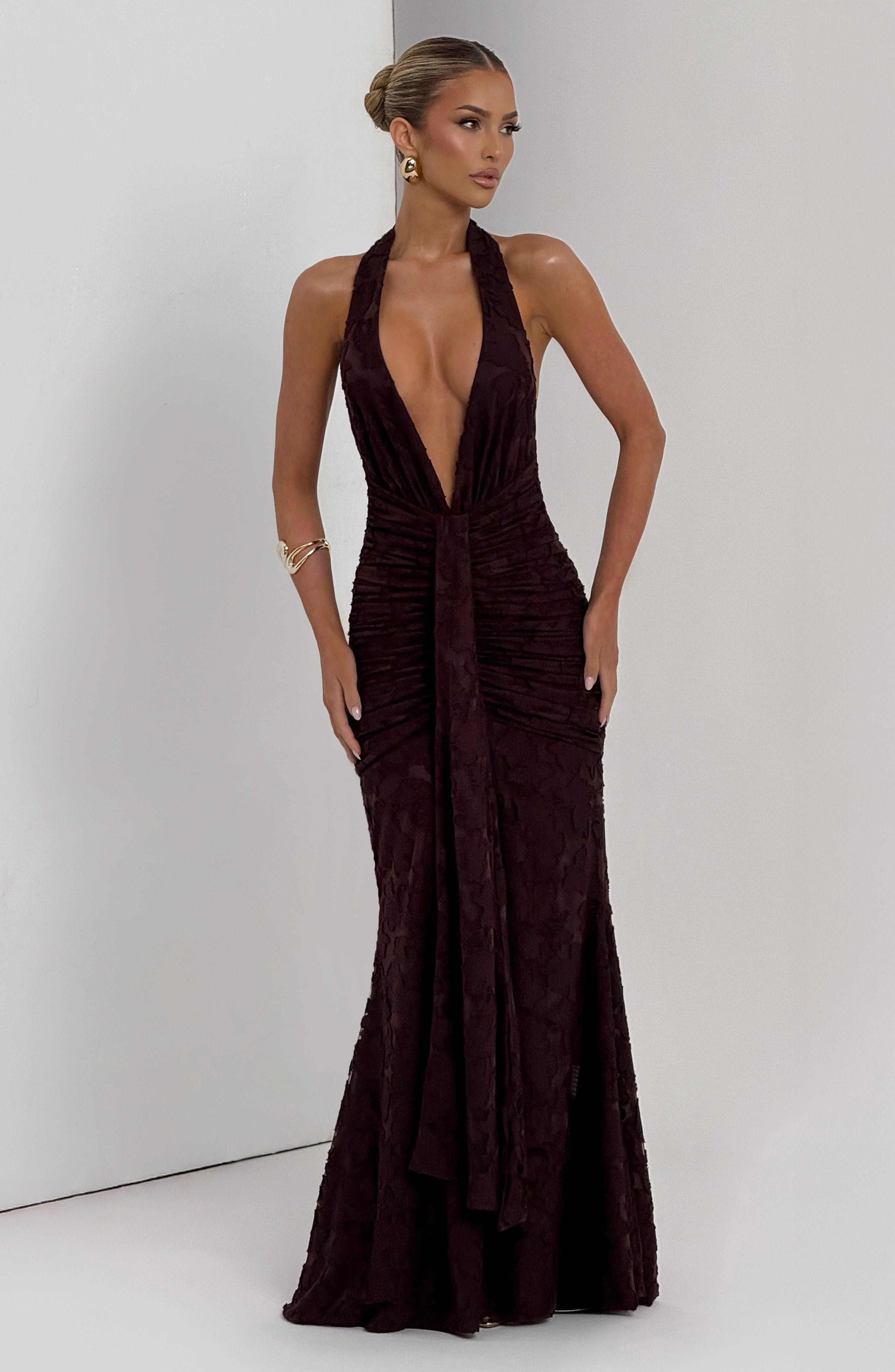 minilena Guinevere Maxi Dress Plum Brown