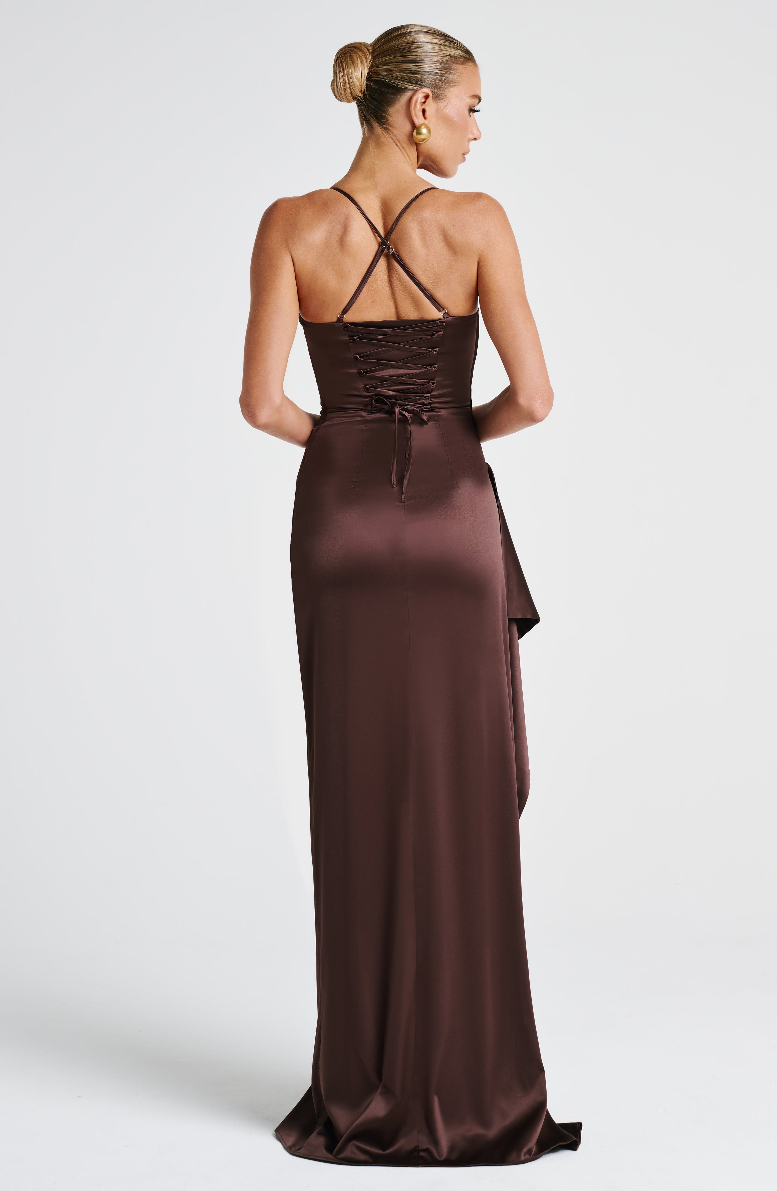 minilena Helen Maxi Dress Plum Brown