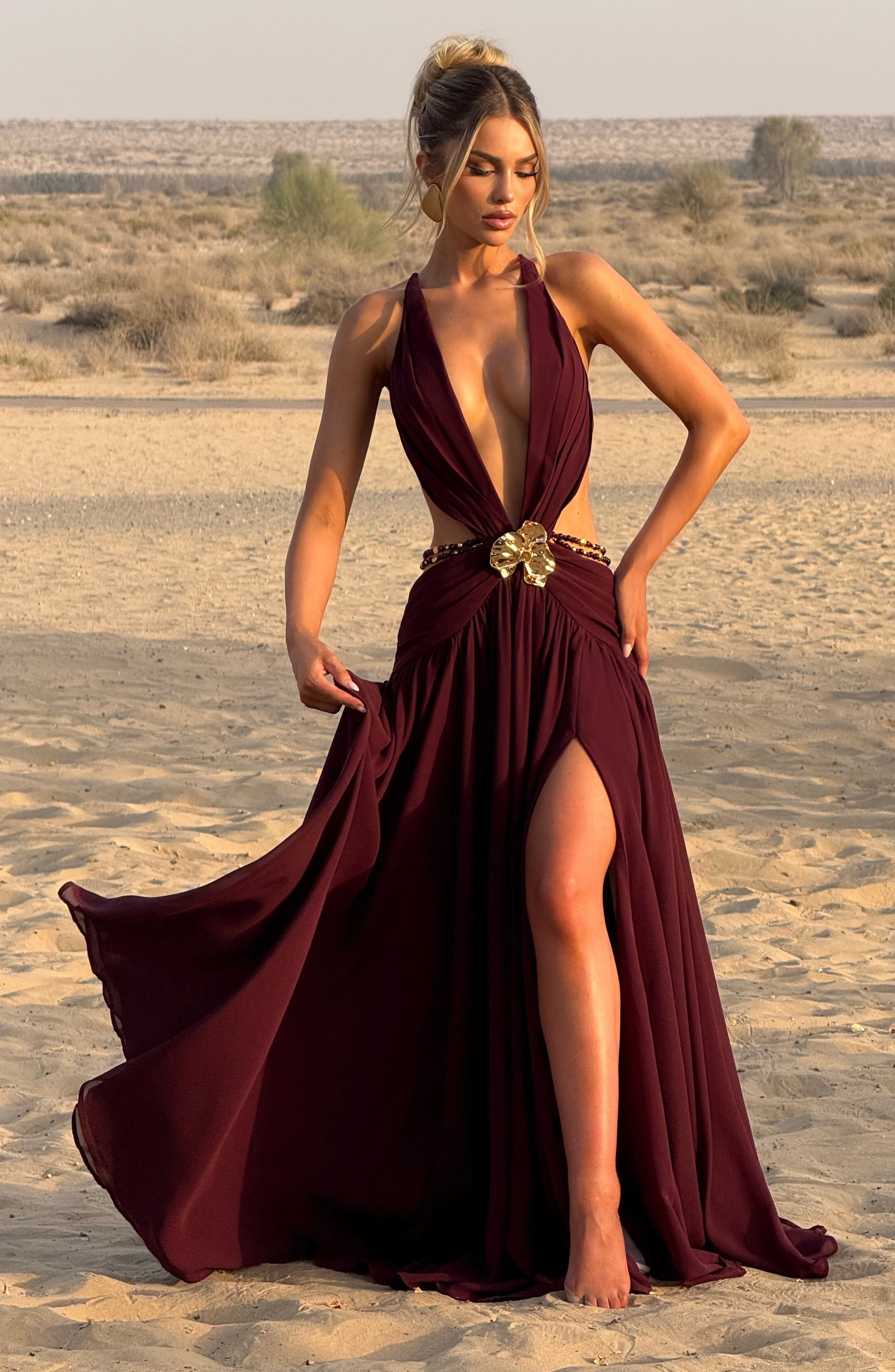 minilena Indianna Maxi Dress Cherry Lacquer