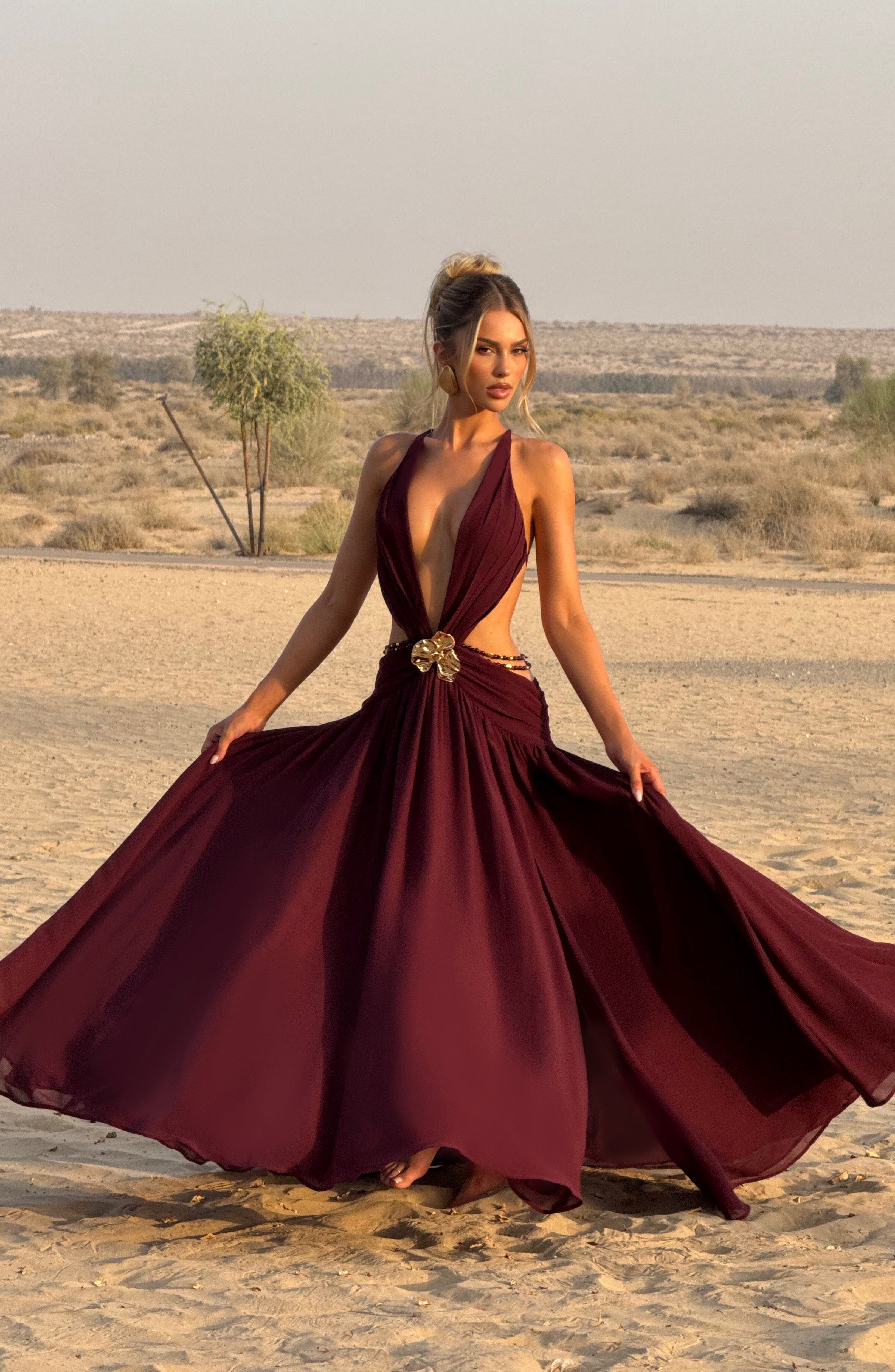 minilena Indianna Maxi Dress Cherry Lacquer