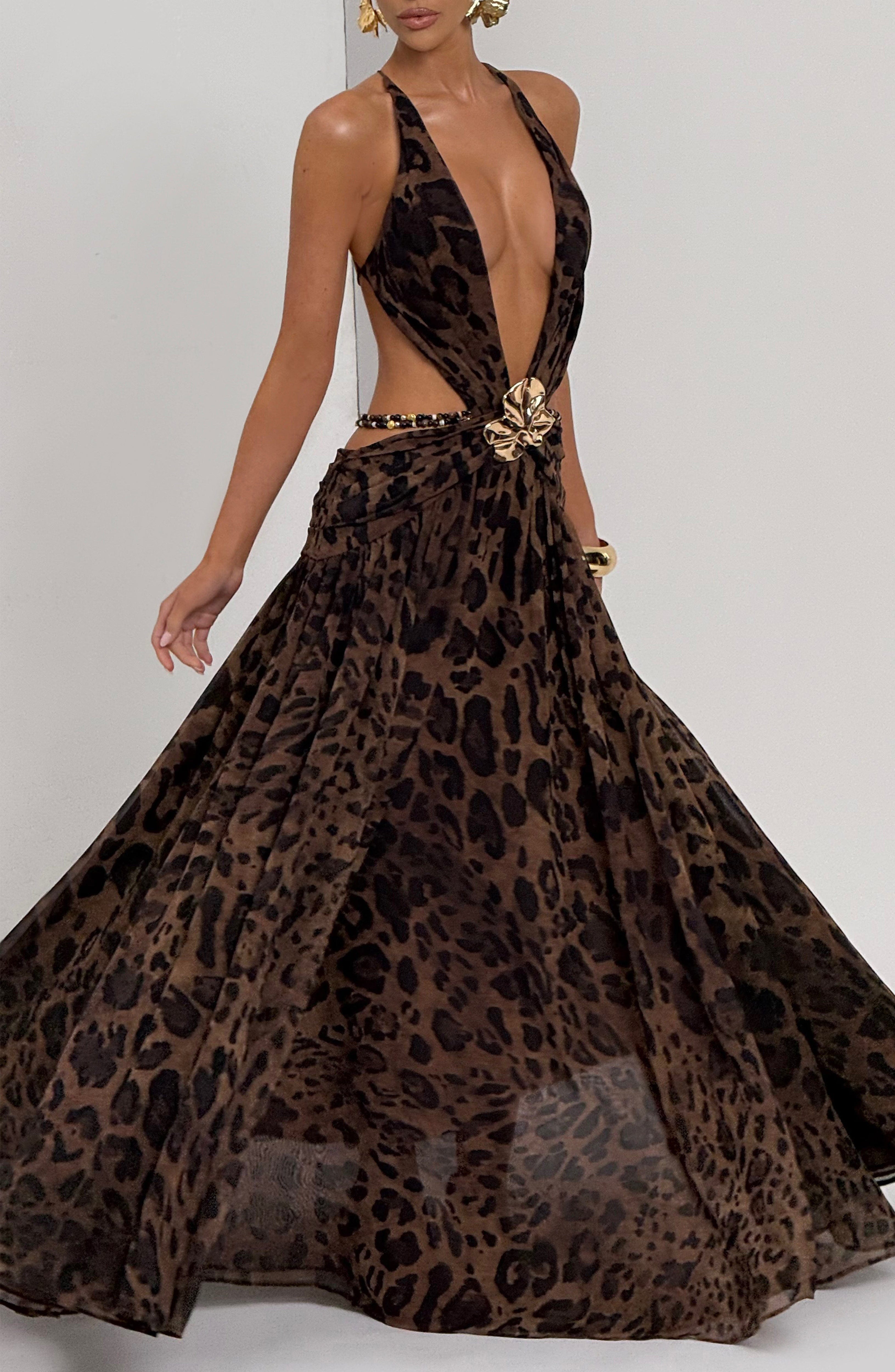 minilena Indianna Maxi Dress Leopard Print