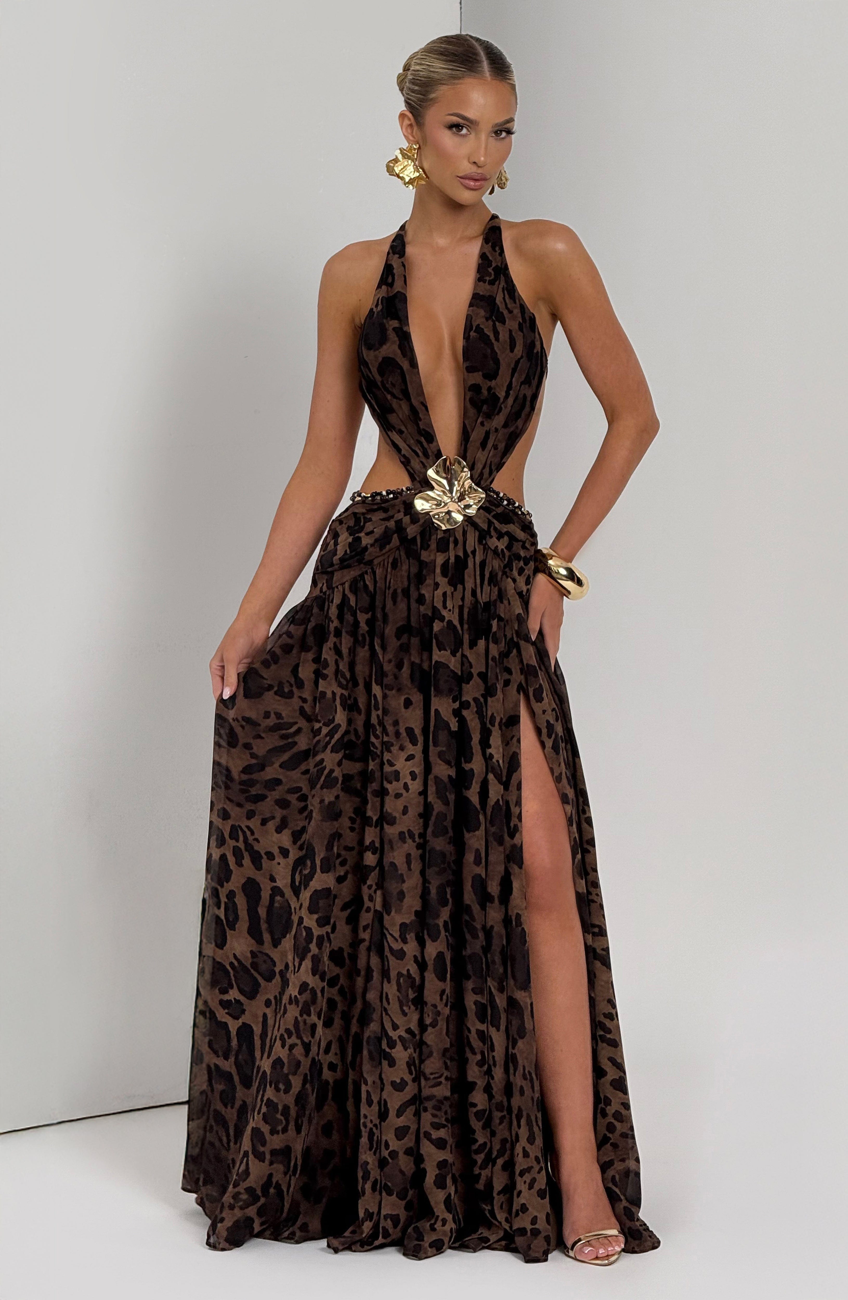 minilena Indianna Maxi Dress Leopard Print