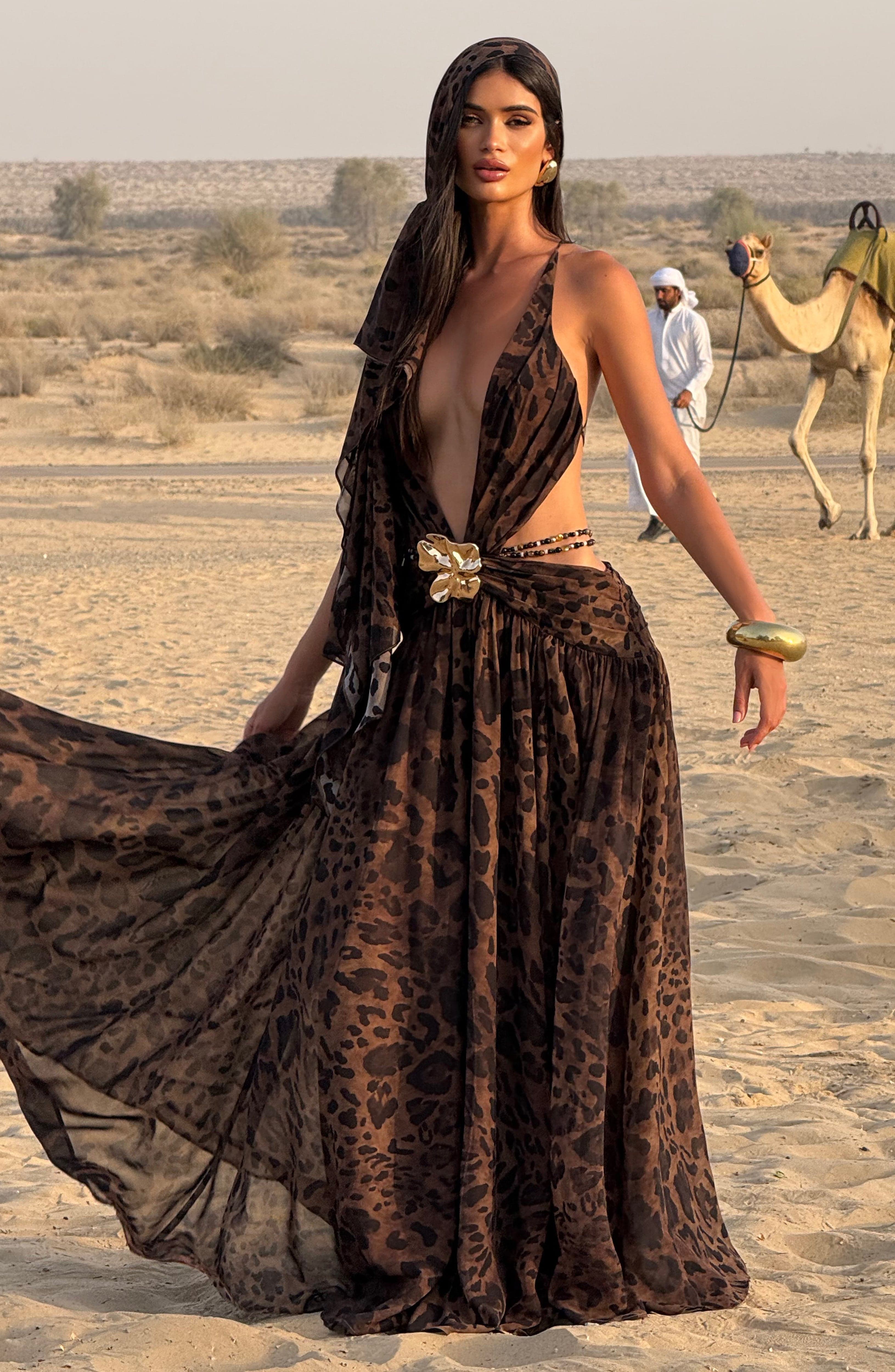 minilena Indianna Maxi Dress Leopard Print