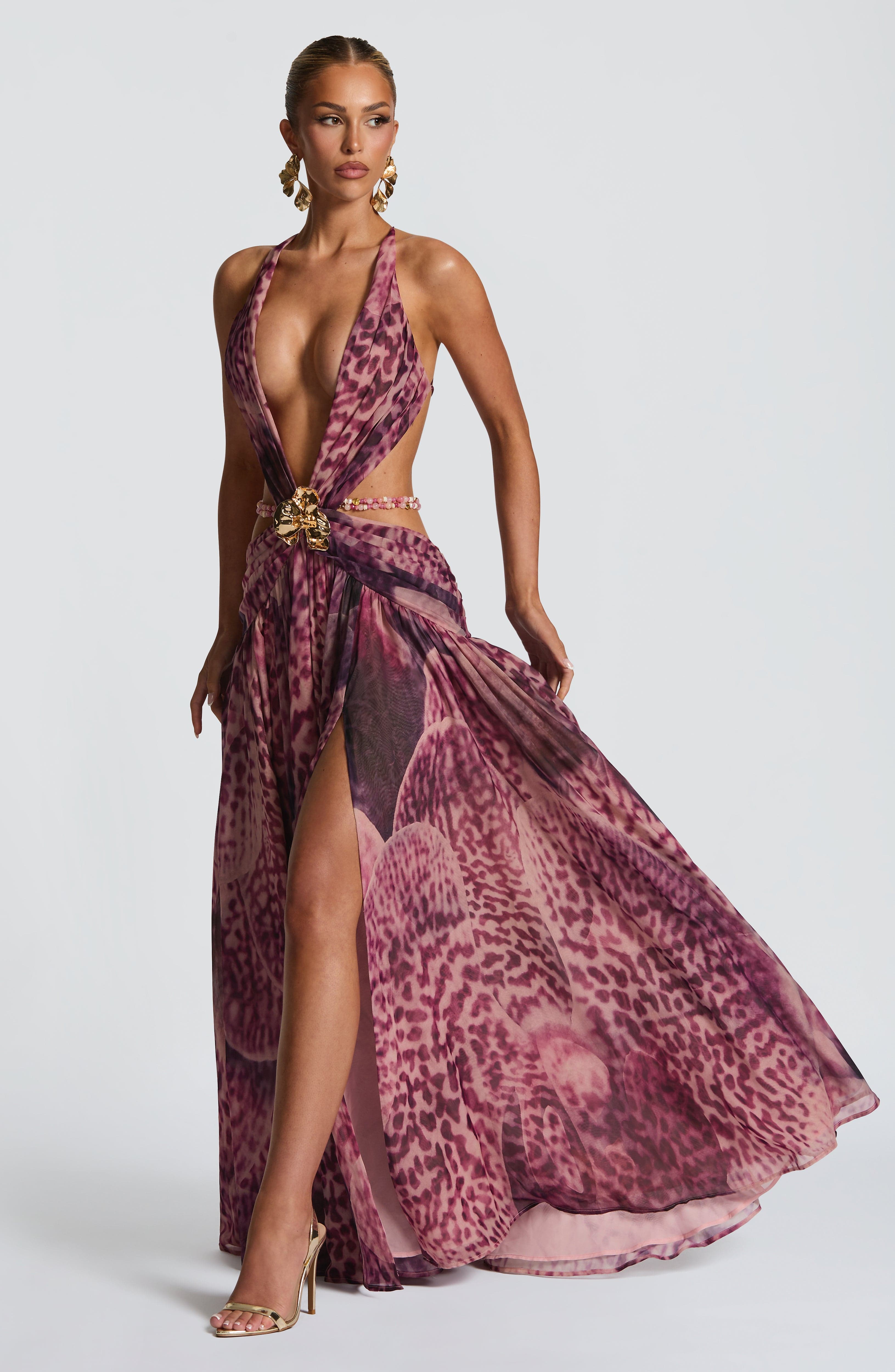 minilena Indianna Maxi Dress Magenta Orchid Print