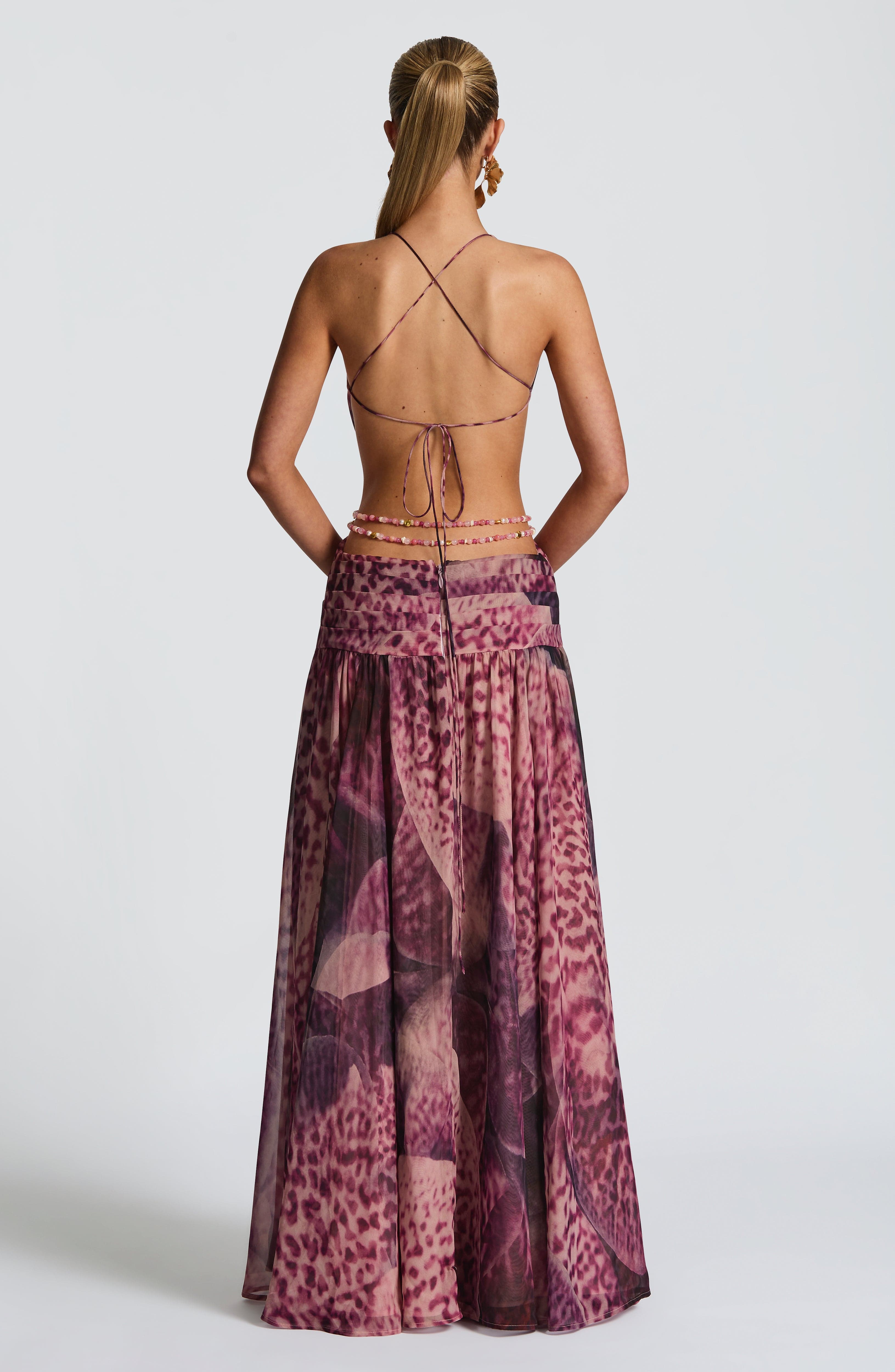 minilena Indianna Maxi Dress Magenta Orchid Print