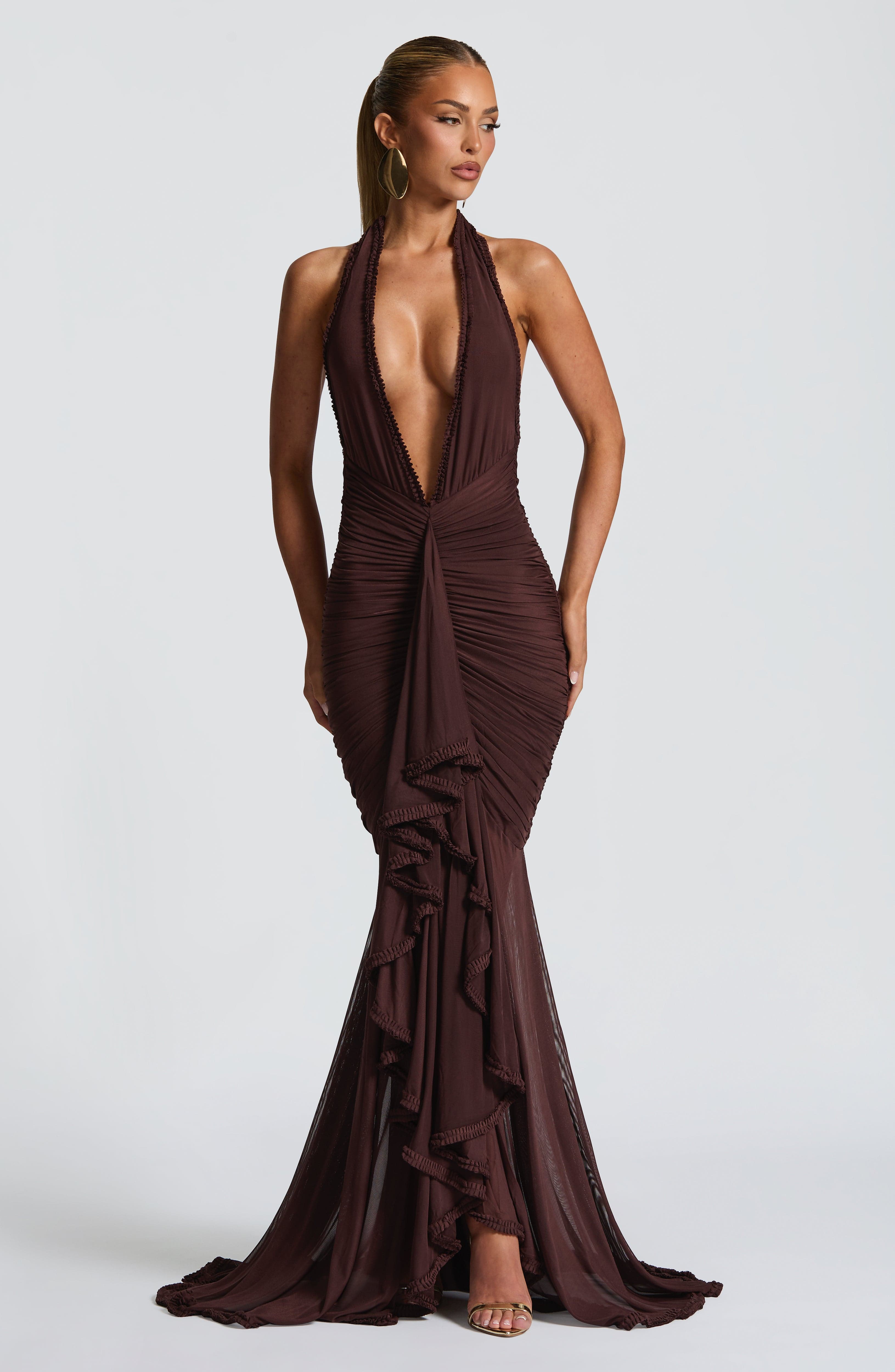 minilena Janessa Maxi Dress Plum Brown