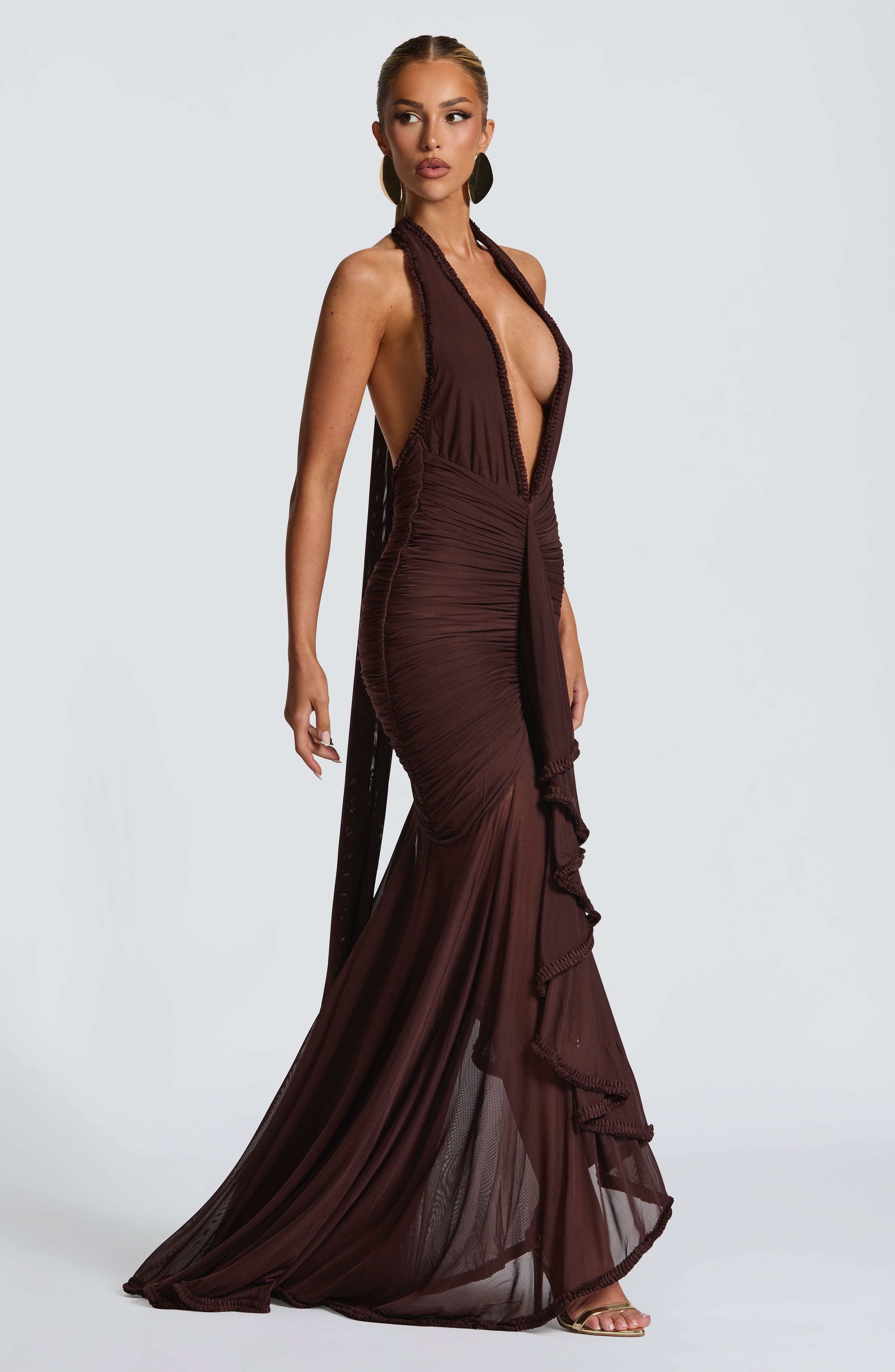 minilena Janessa Maxi Dress Plum Brown