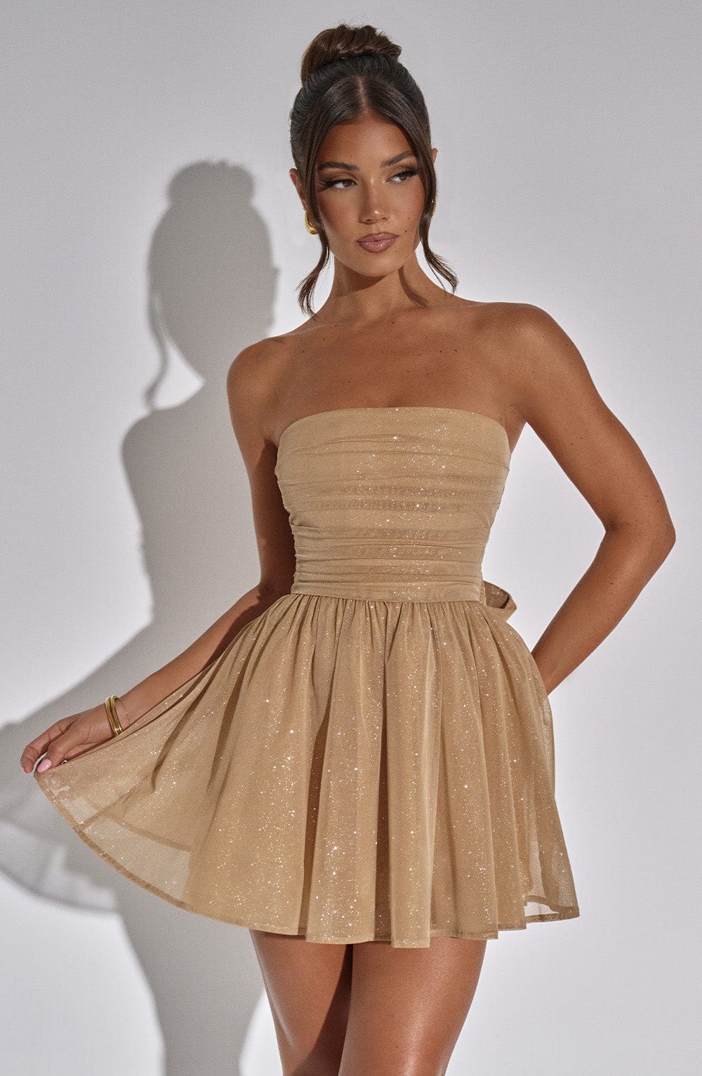minilena Katrina Mini Dress Gold Sparkle