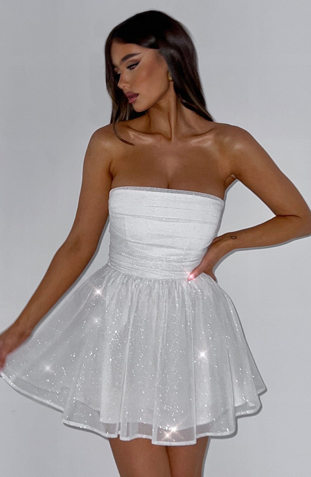 minilena Katrina Mini Dress Ivory Sparkle