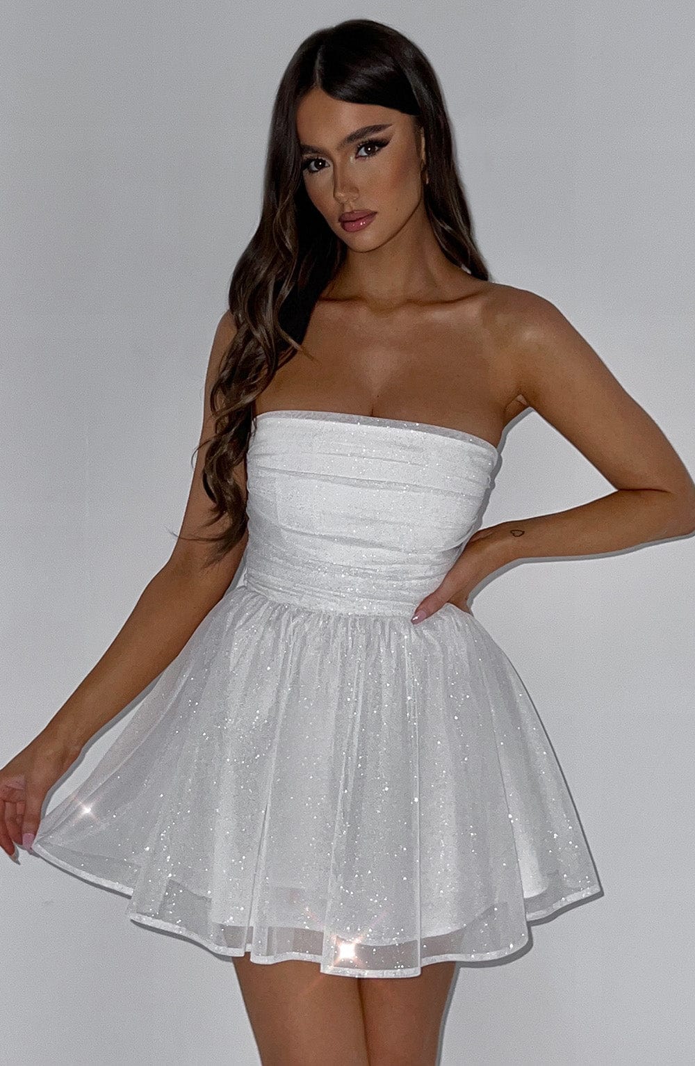 minilena Katrina Mini Dress Ivory Sparkle
