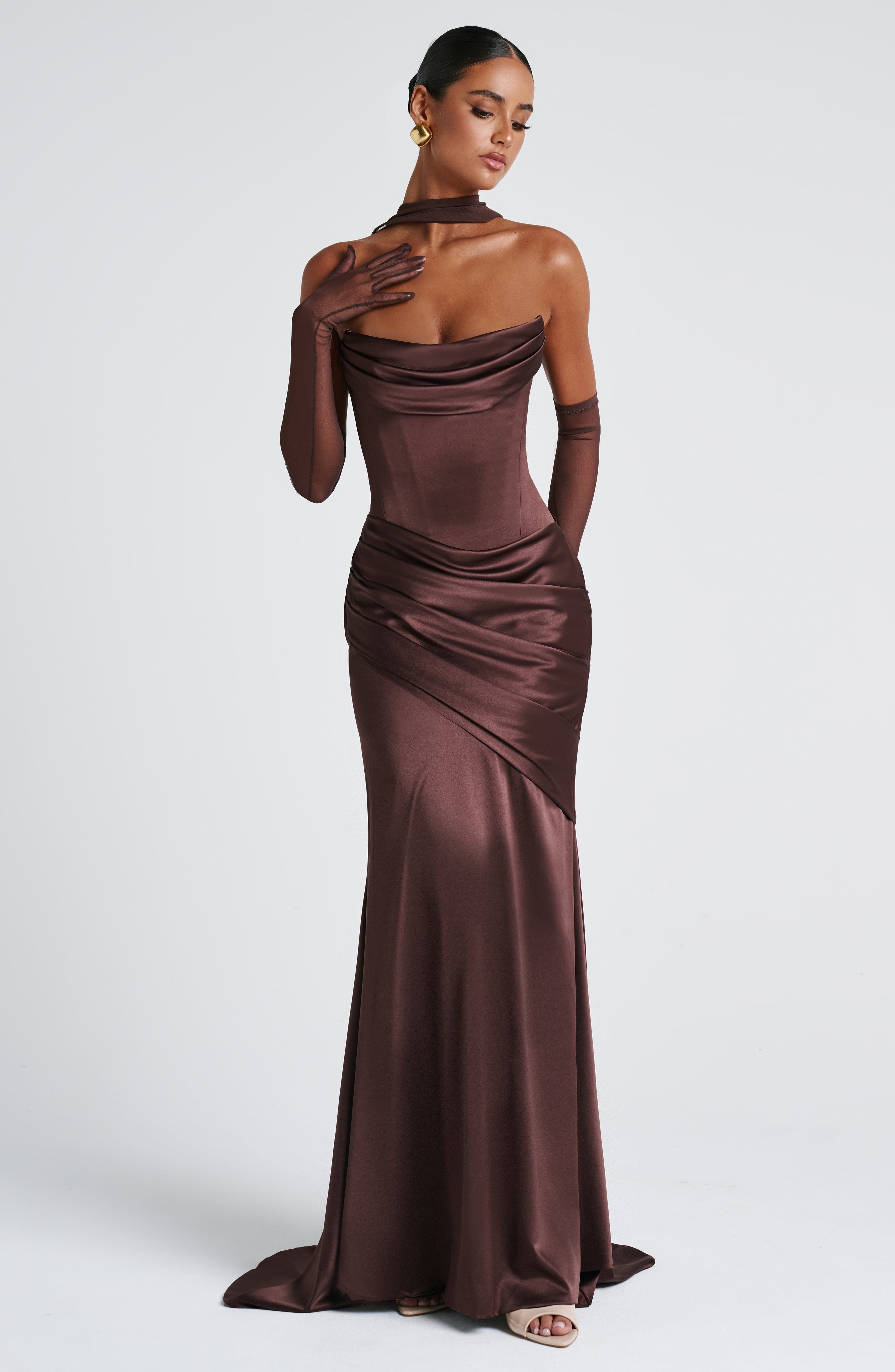 minilena Kensington Maxi Dress Plum Brown