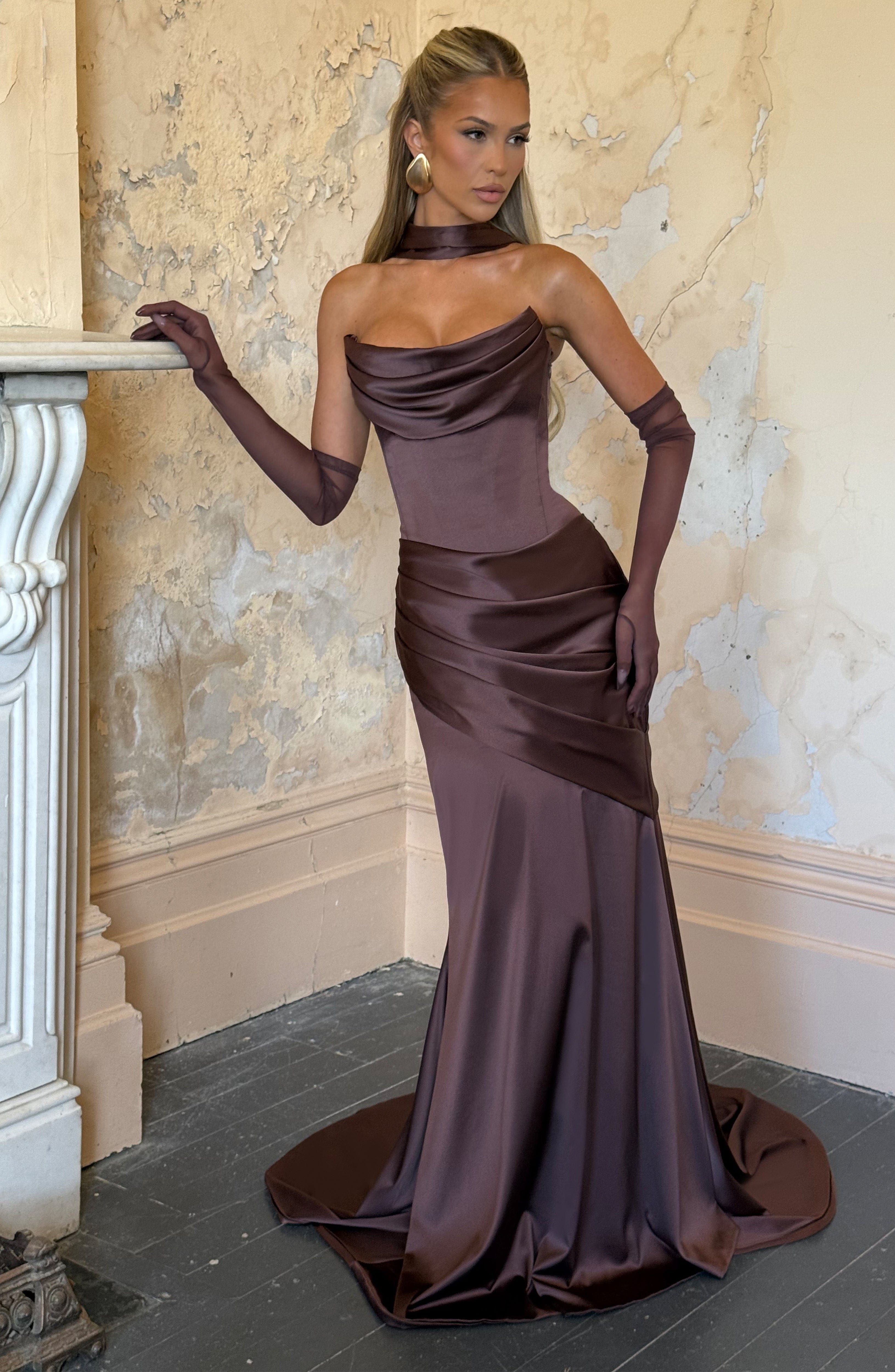 minilena Kensington Maxi Dress Plum Brown