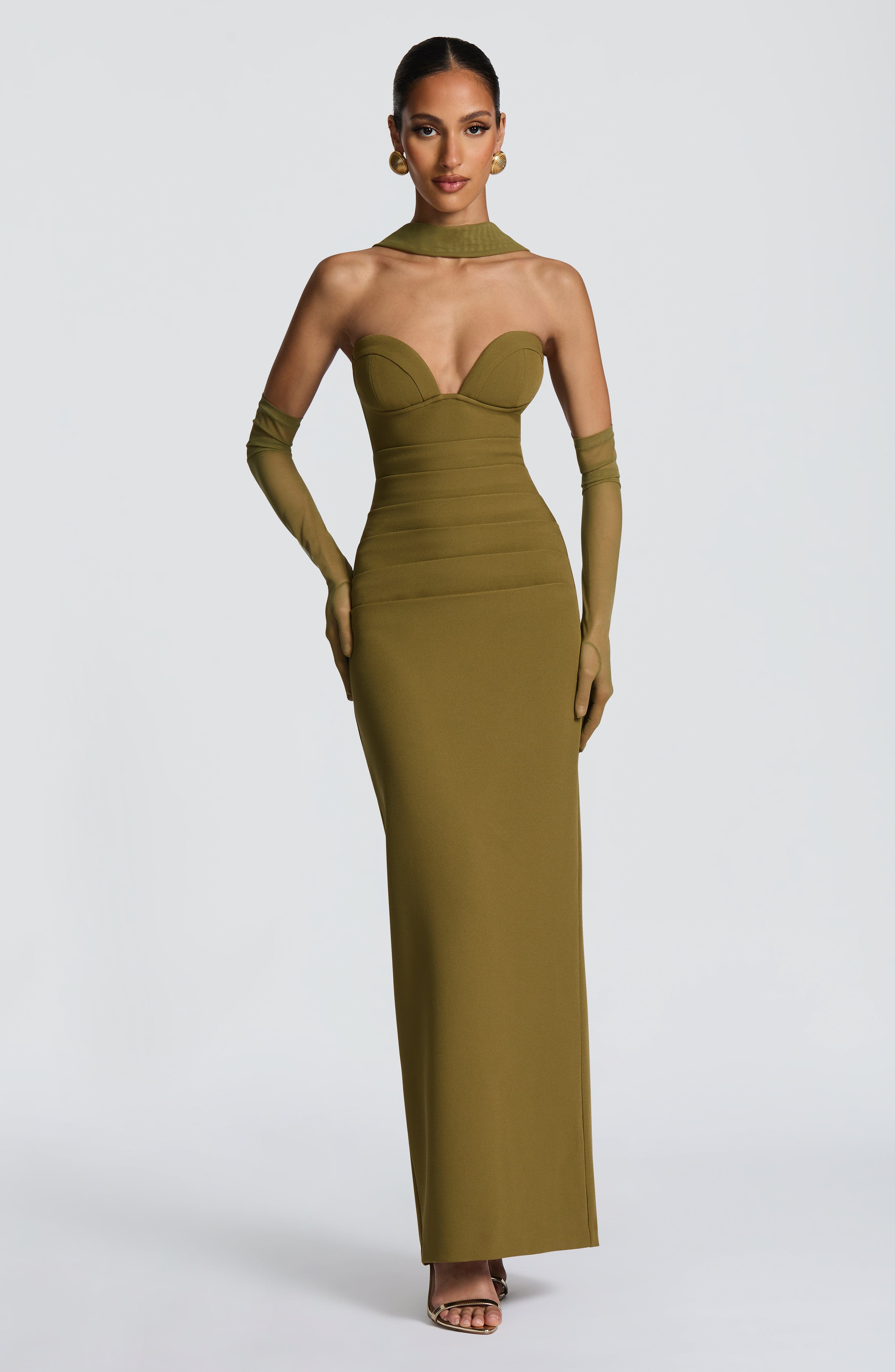 minilena Lindsey Maxi Dress Deep Olive