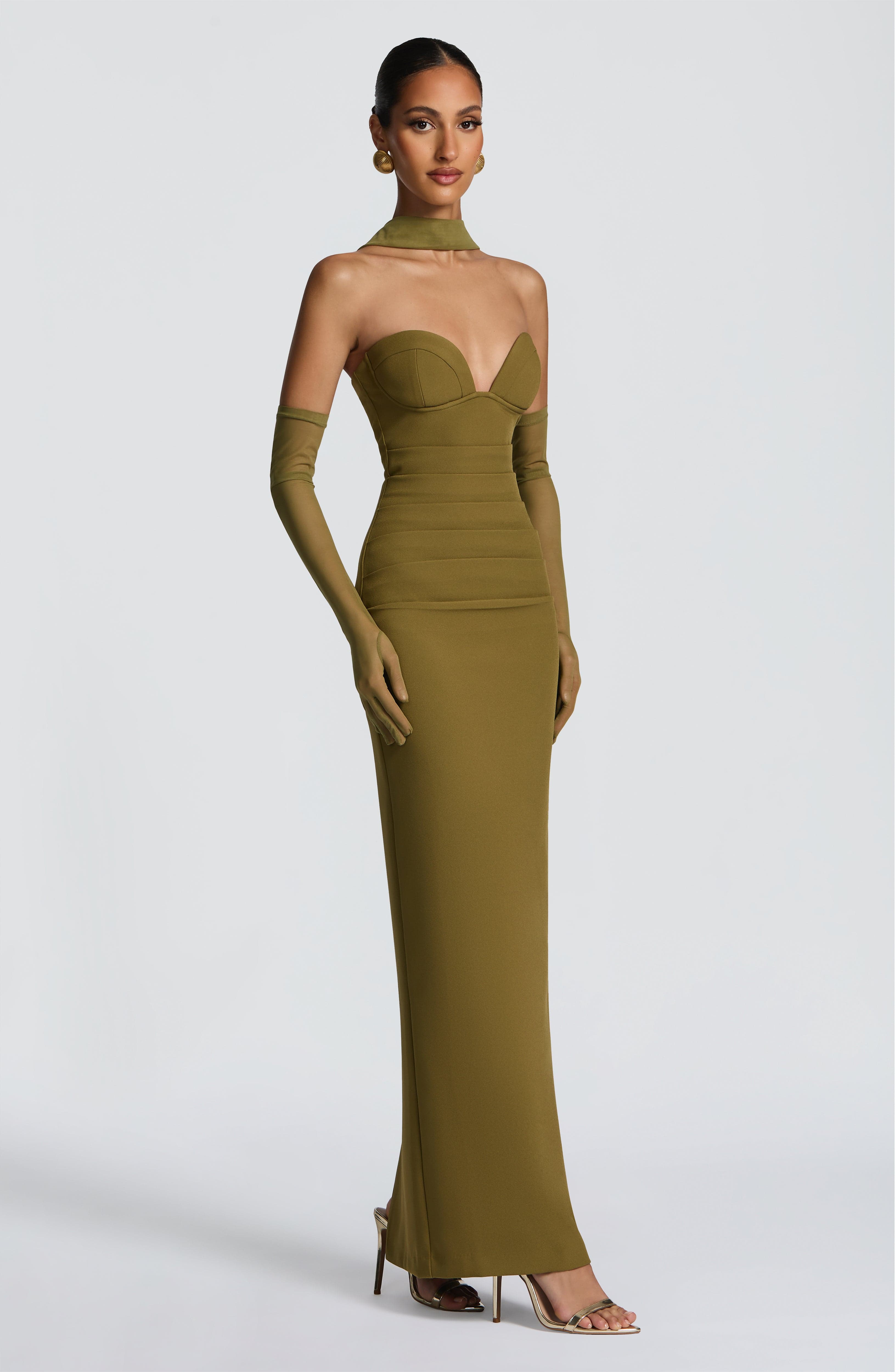 minilena Lindsey Maxi Dress Deep Olive