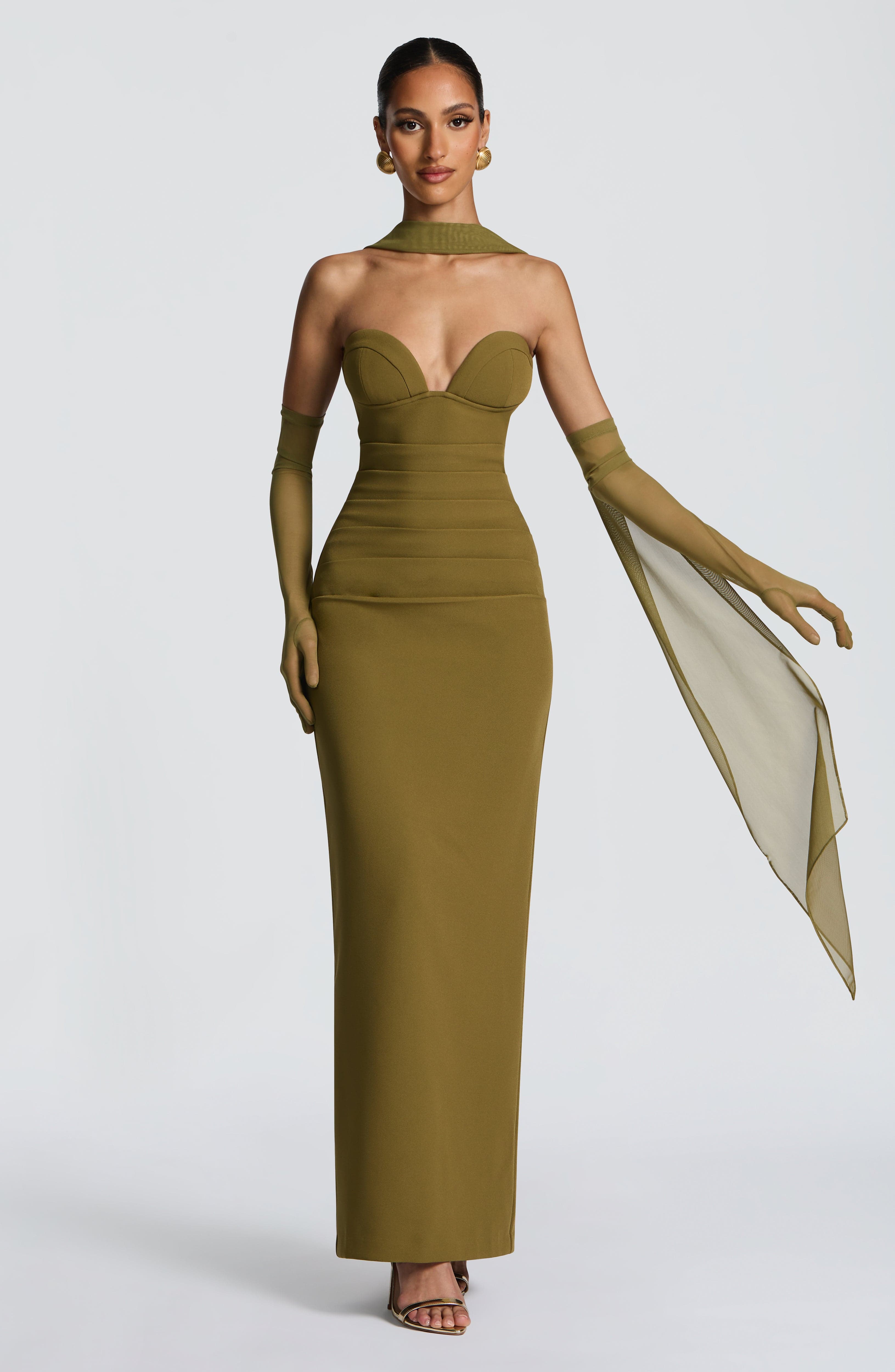 minilena Lindsey Maxi Dress Deep Olive