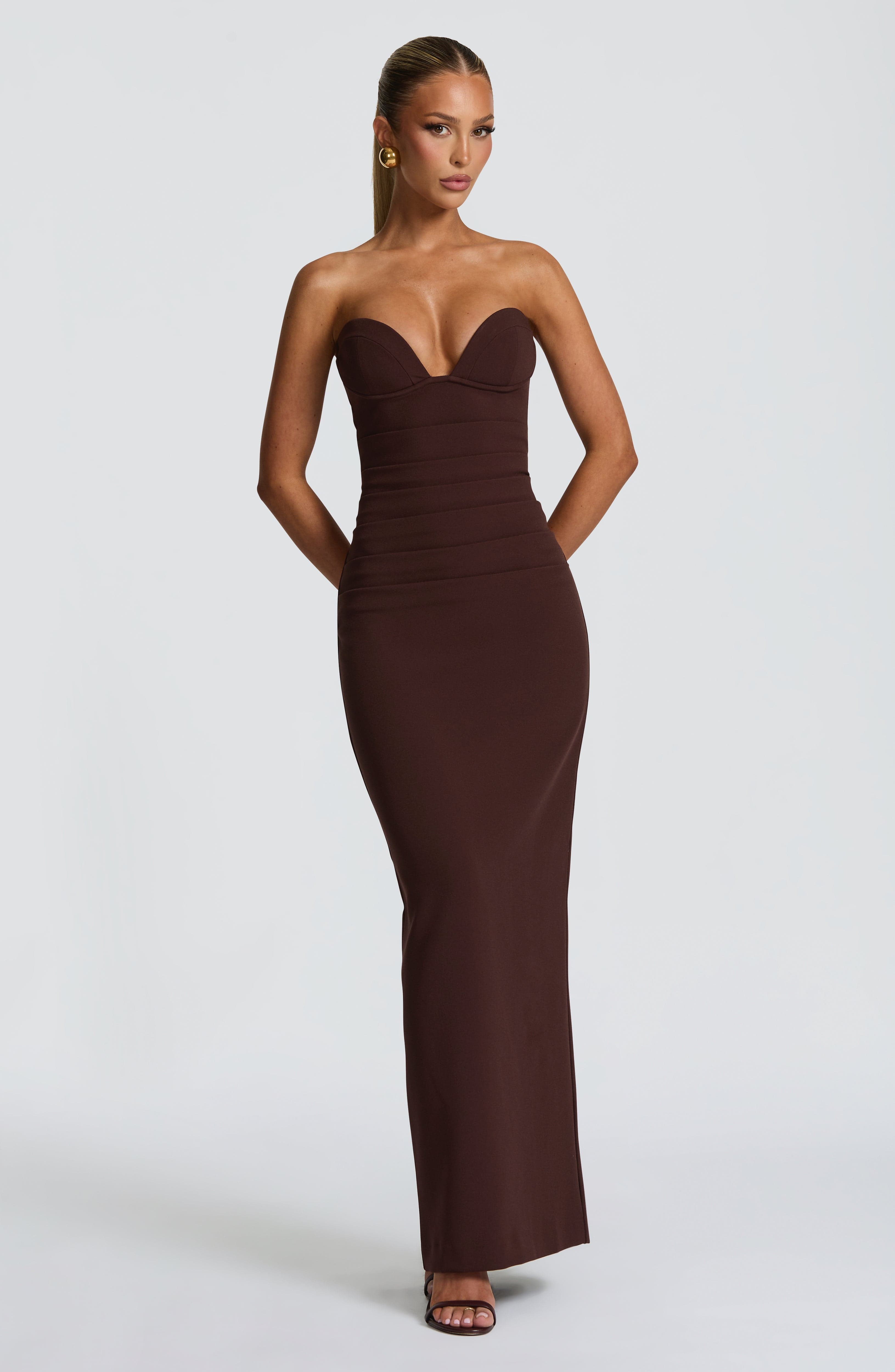 minilena Lindsey Maxi Dress Plum Brown