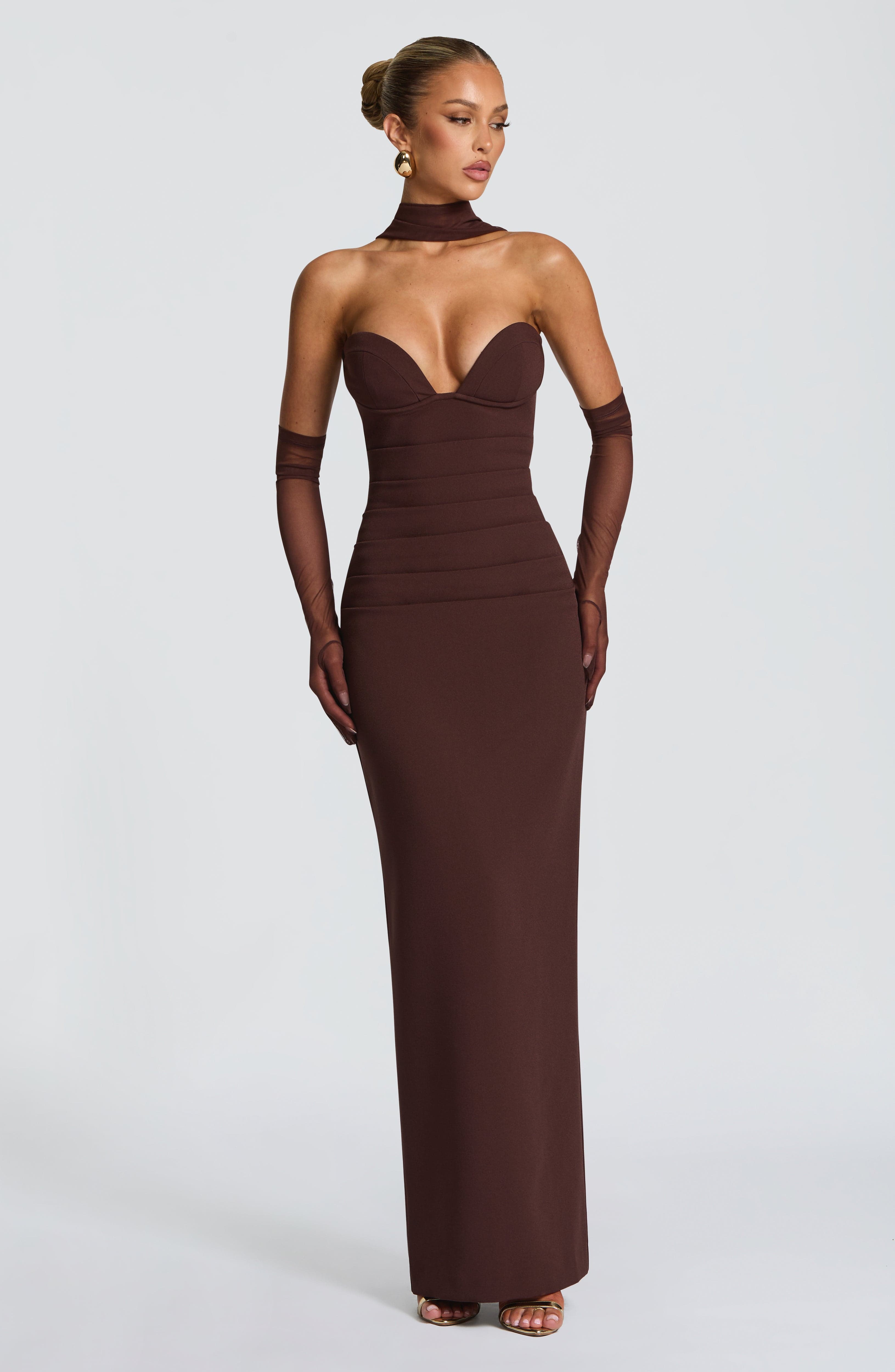 minilena Lindsey Maxi Dress Plum Brown