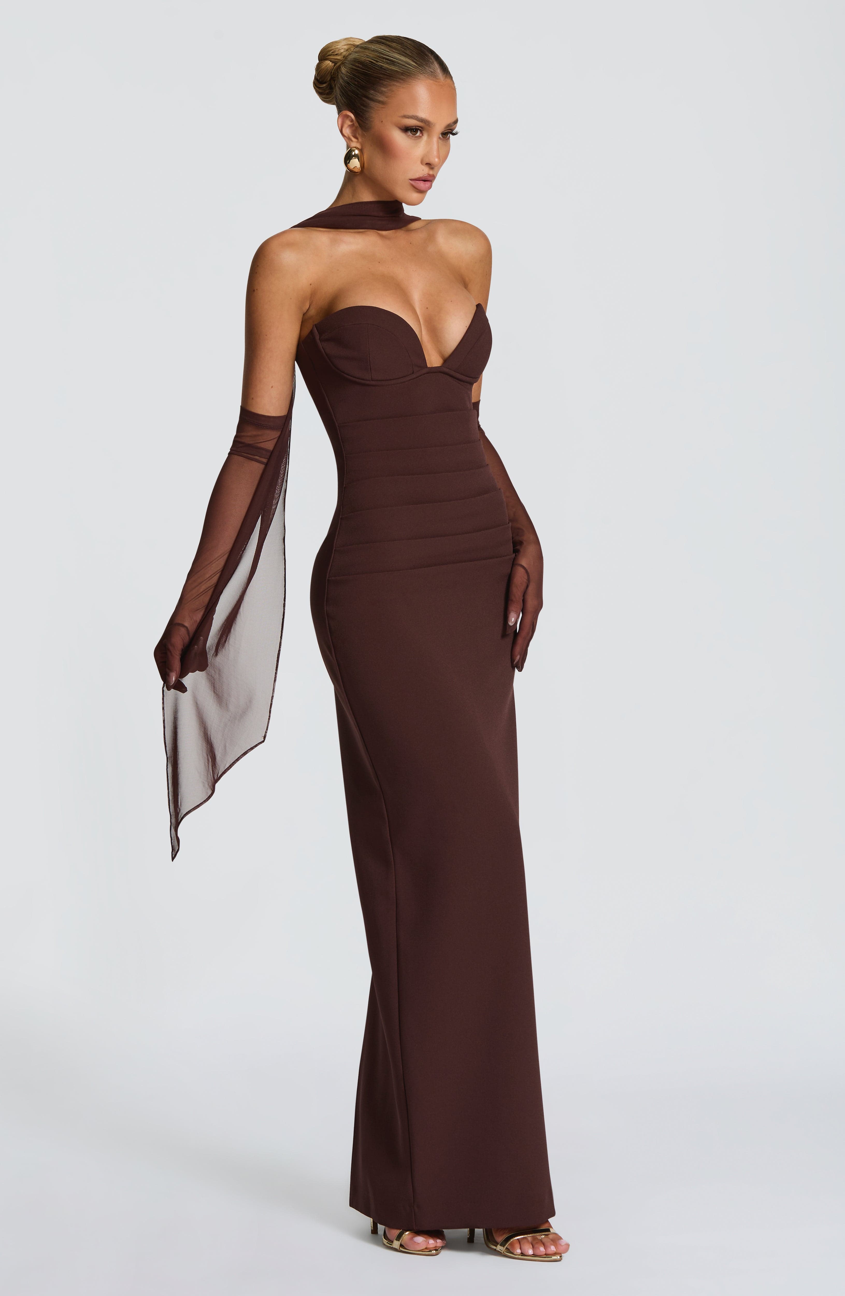 minilena Lindsey Maxi Dress Plum Brown