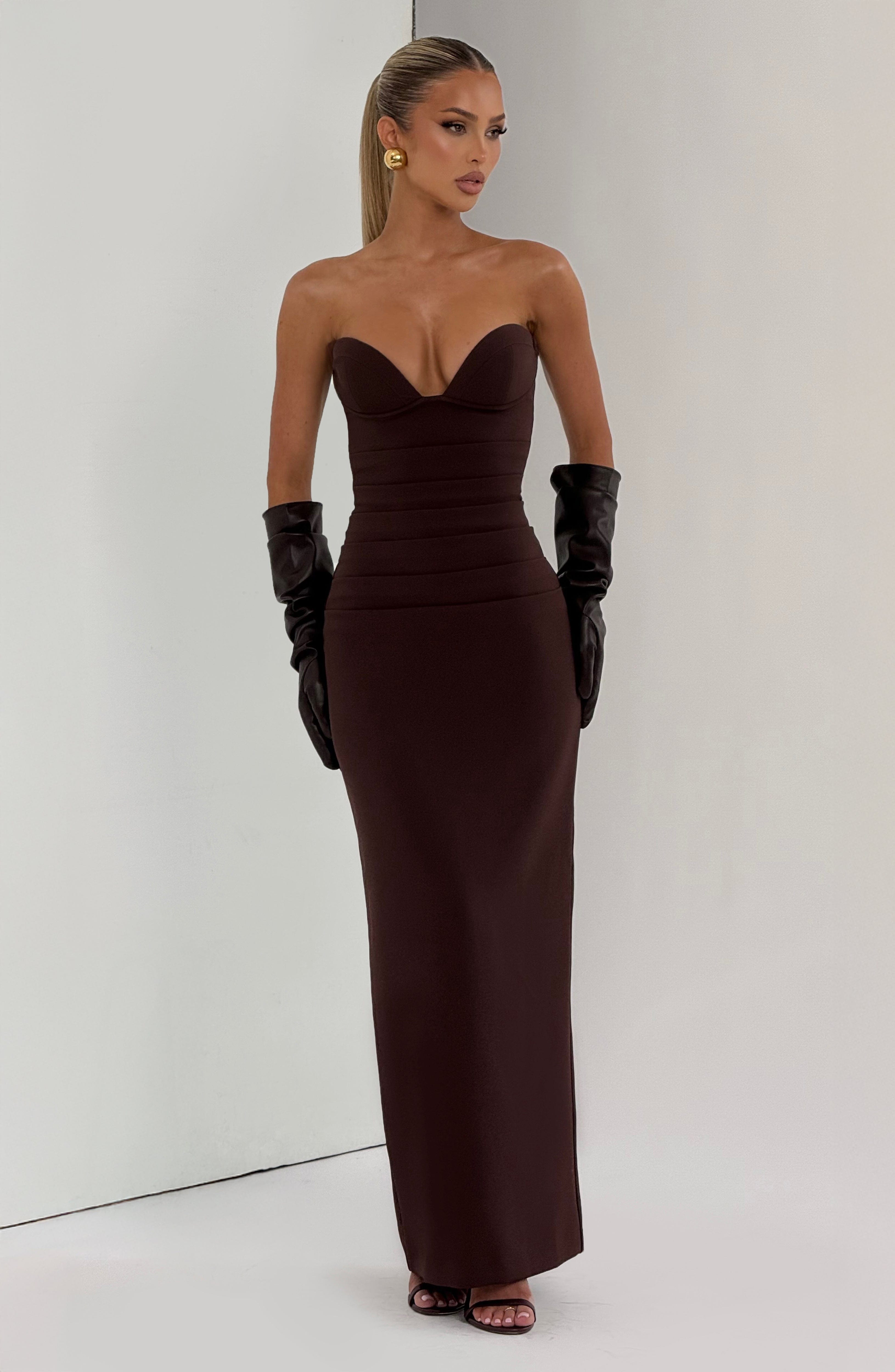 minilena Lindsey Maxi Dress Plum Brown