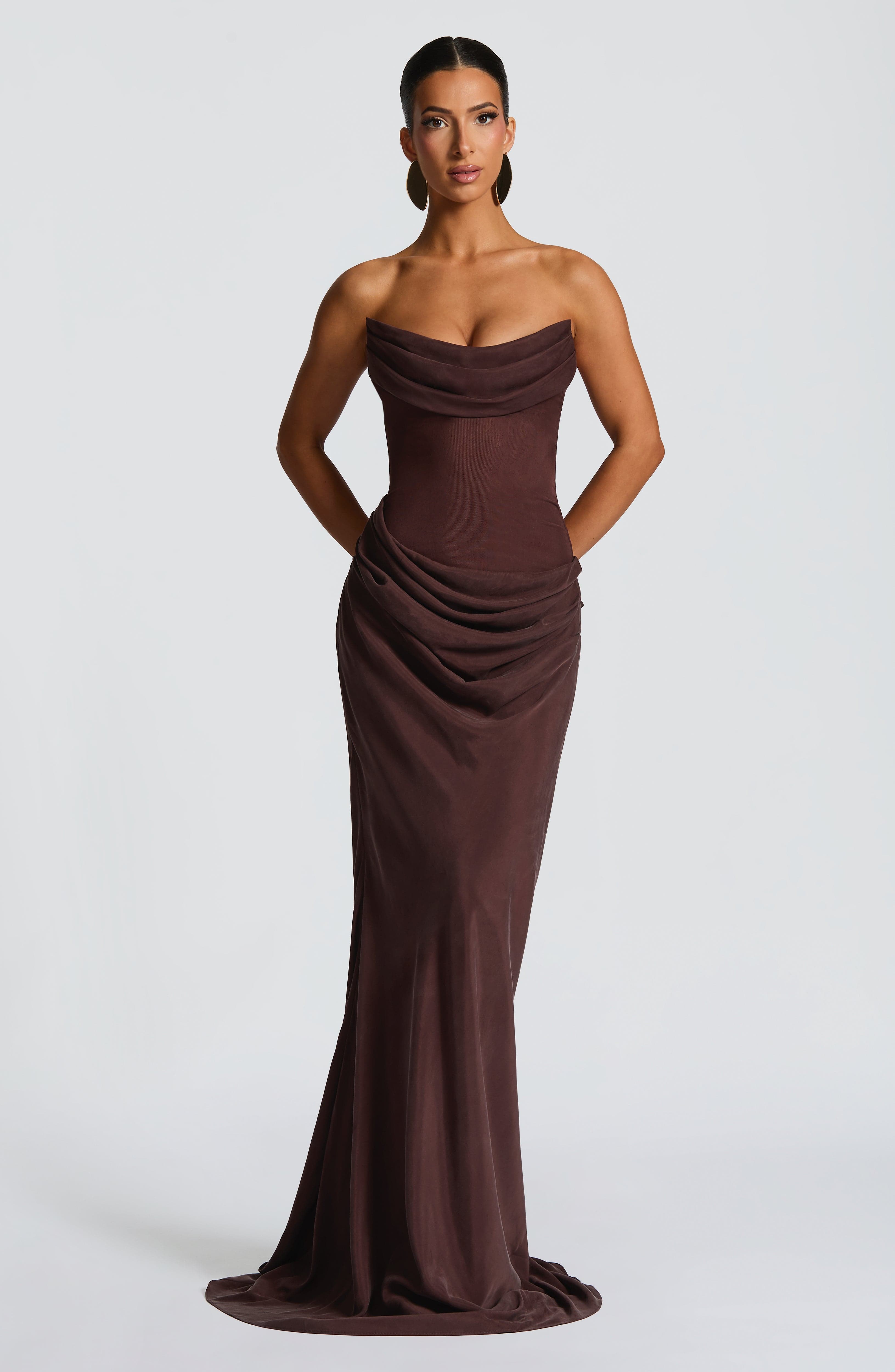 minilena Liora Maxi Dress Plum Brown