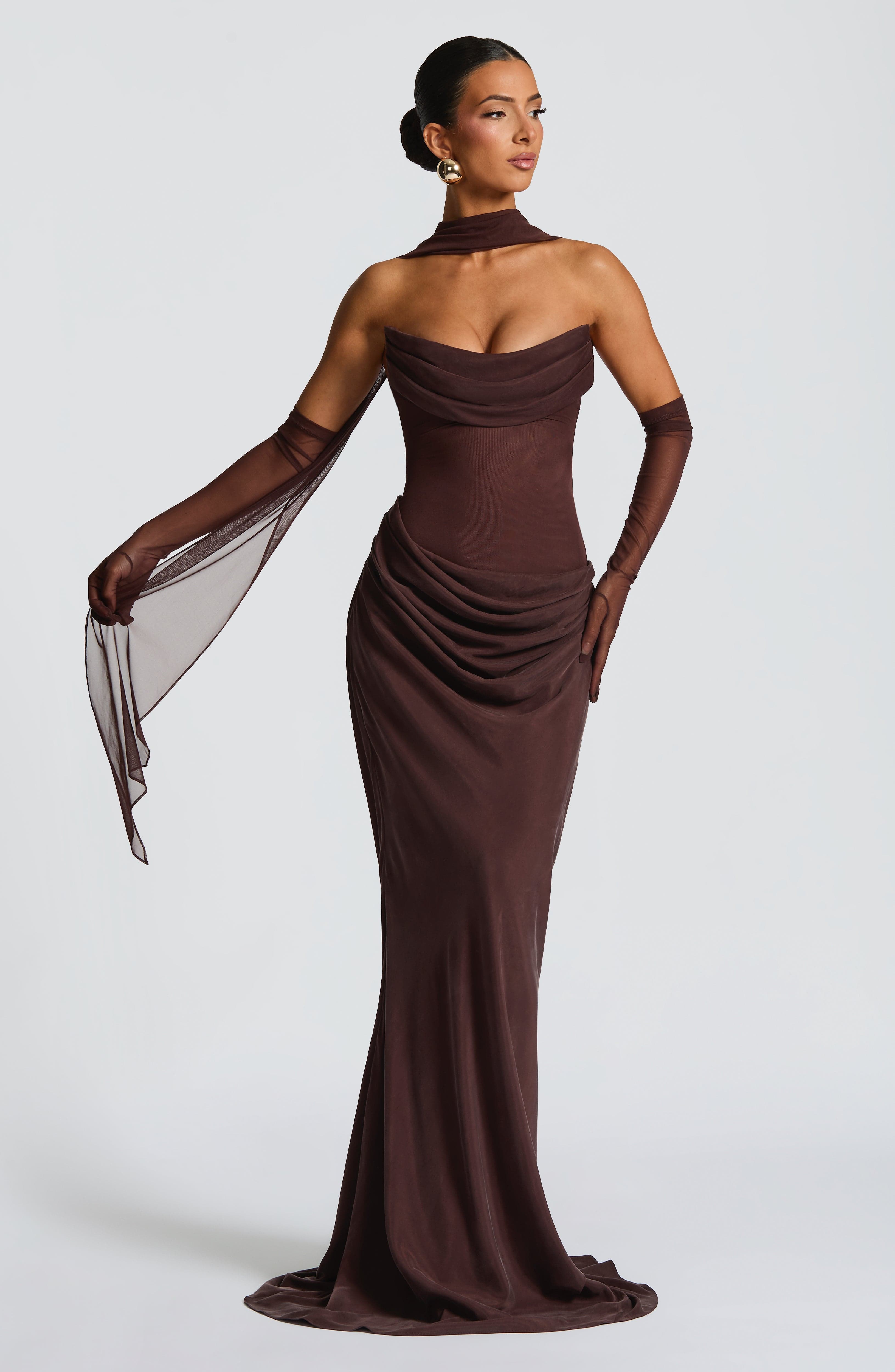 minilena Liora Maxi Dress Plum Brown