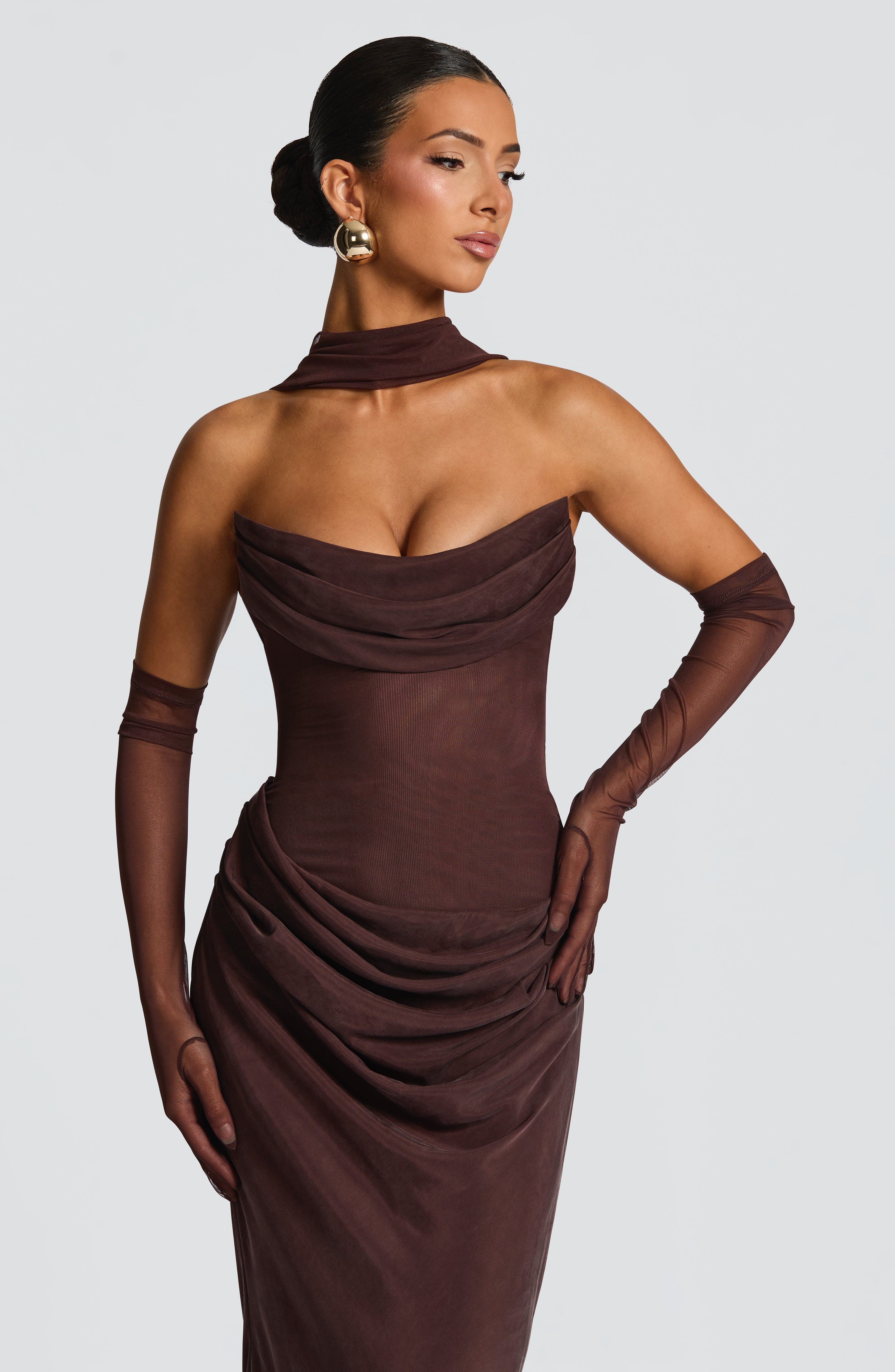 minilena Liora Maxi Dress Plum Brown