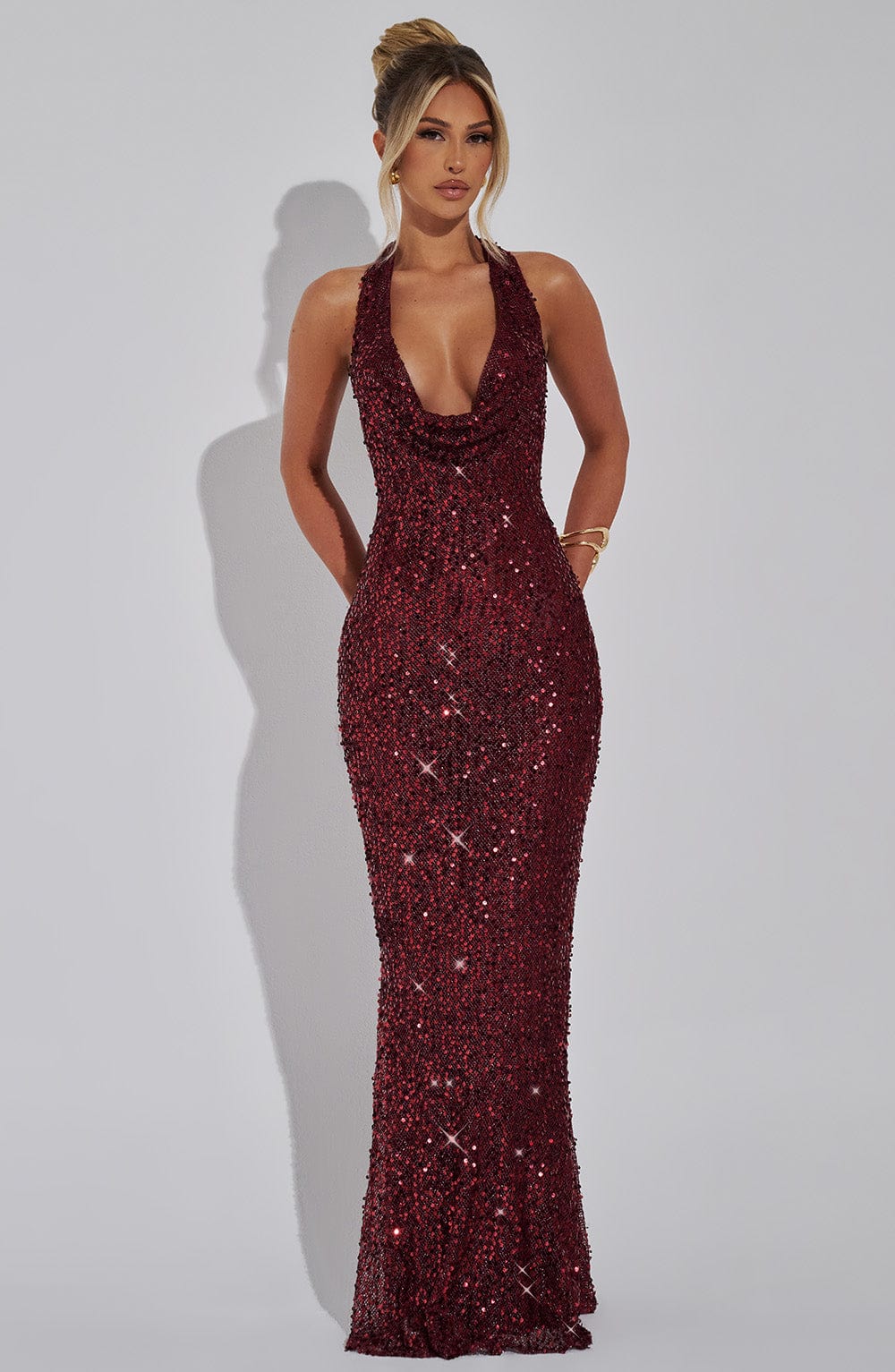 minilena Lorena Maxi Dress Wine Lined