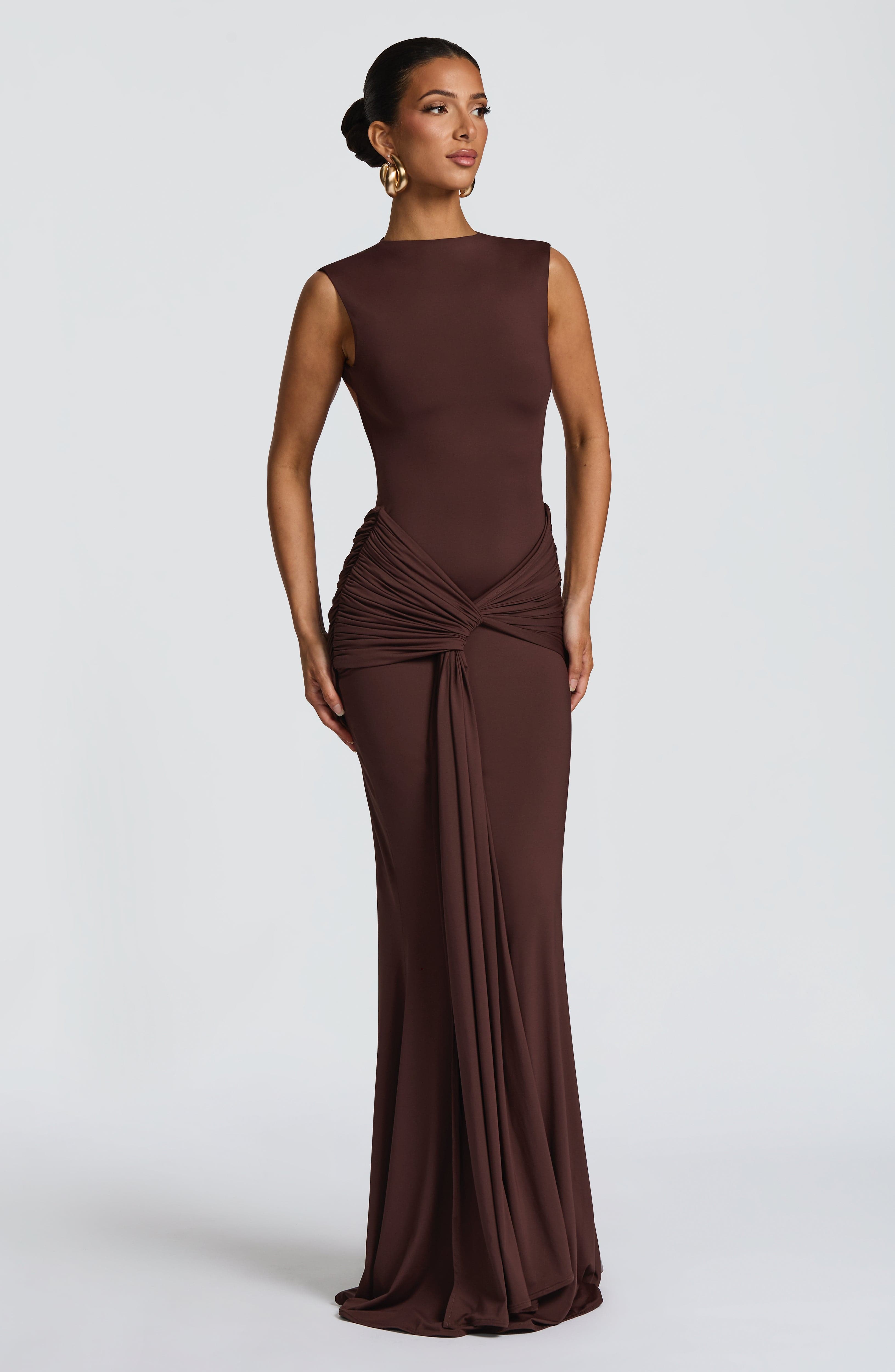 minilena Lorenza Maxi Dress Plum Brown