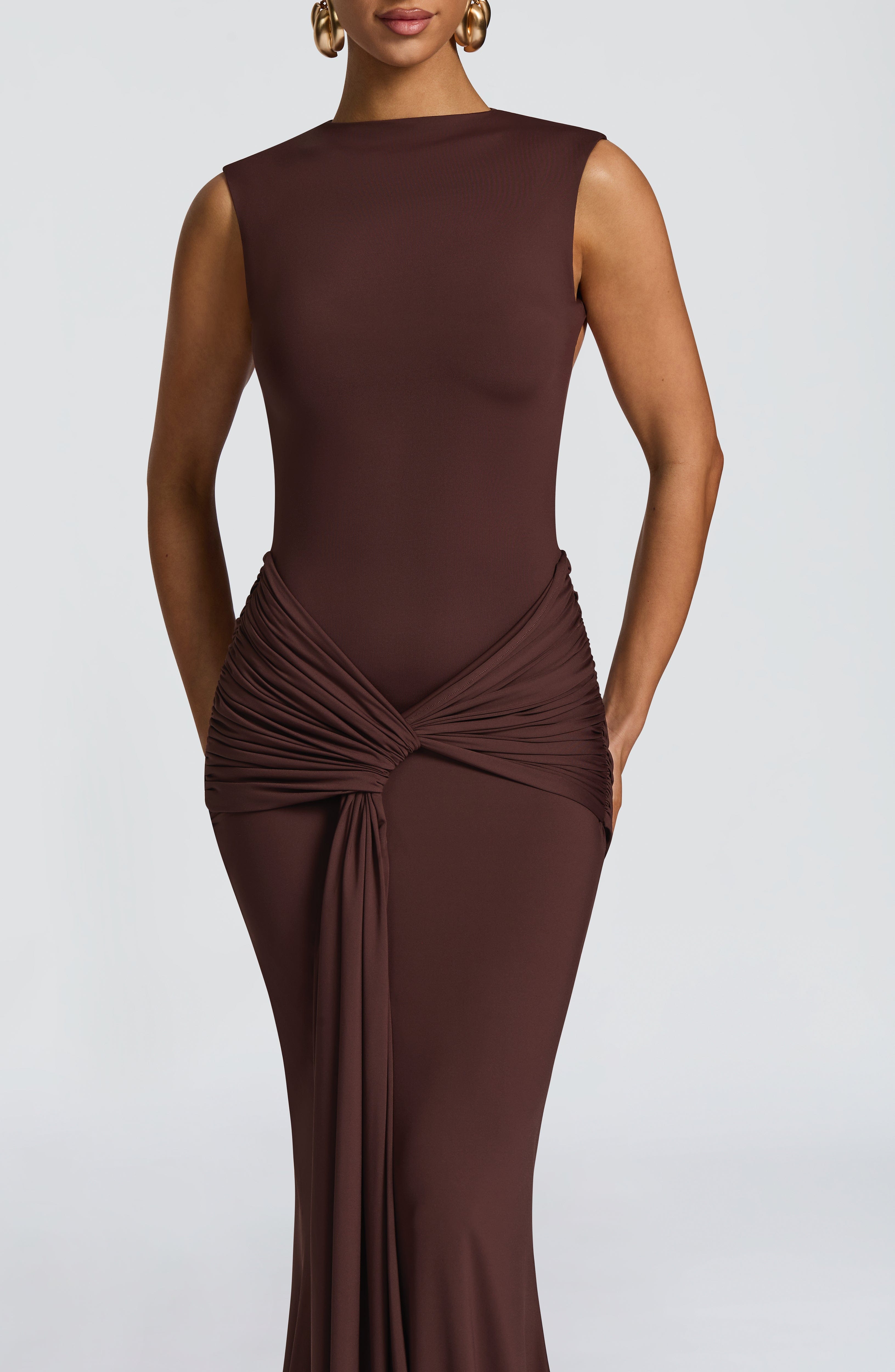 minilena Lorenza Maxi Dress Plum Brown