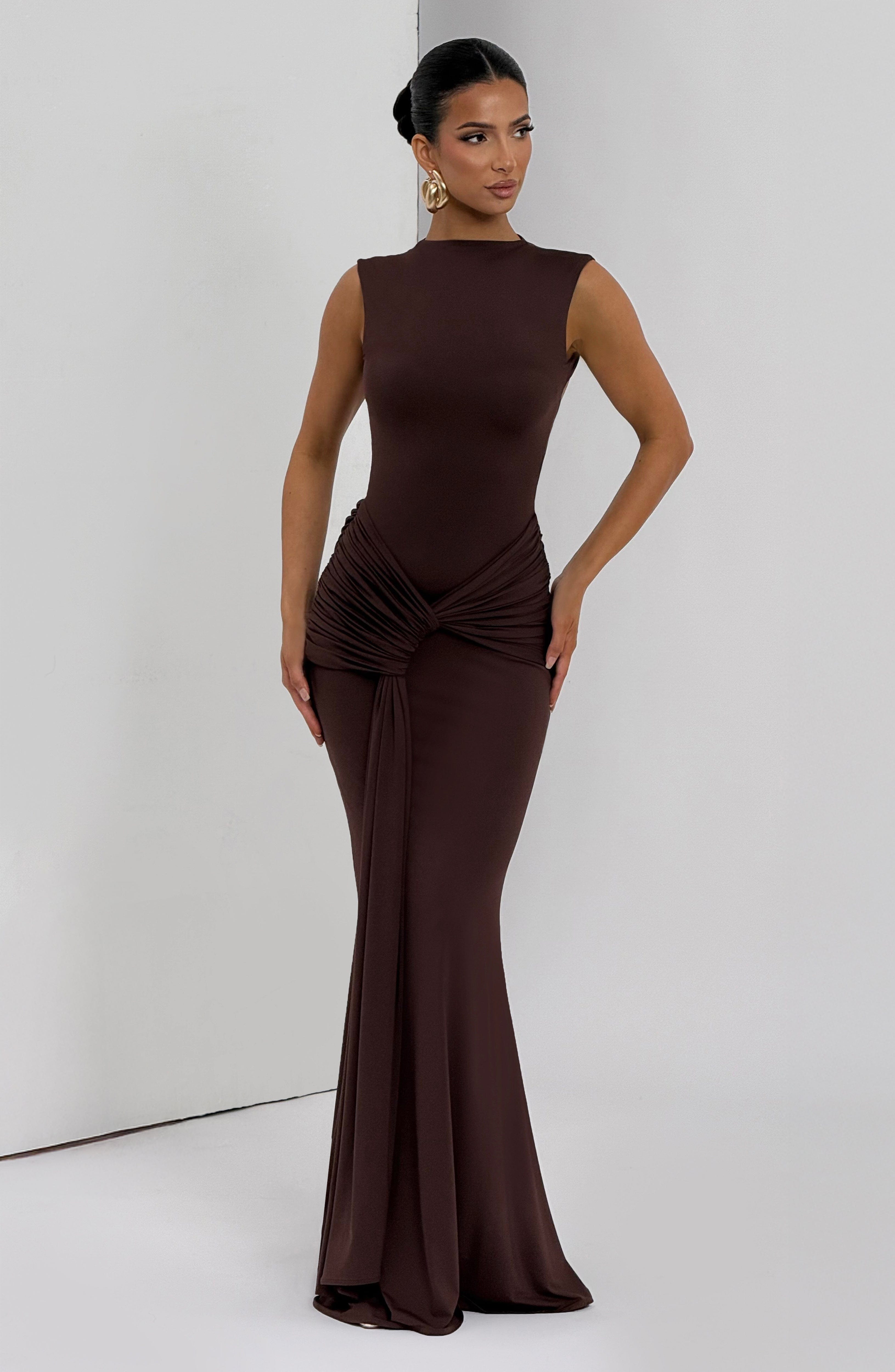 minilena Lorenza Maxi Dress Plum Brown
