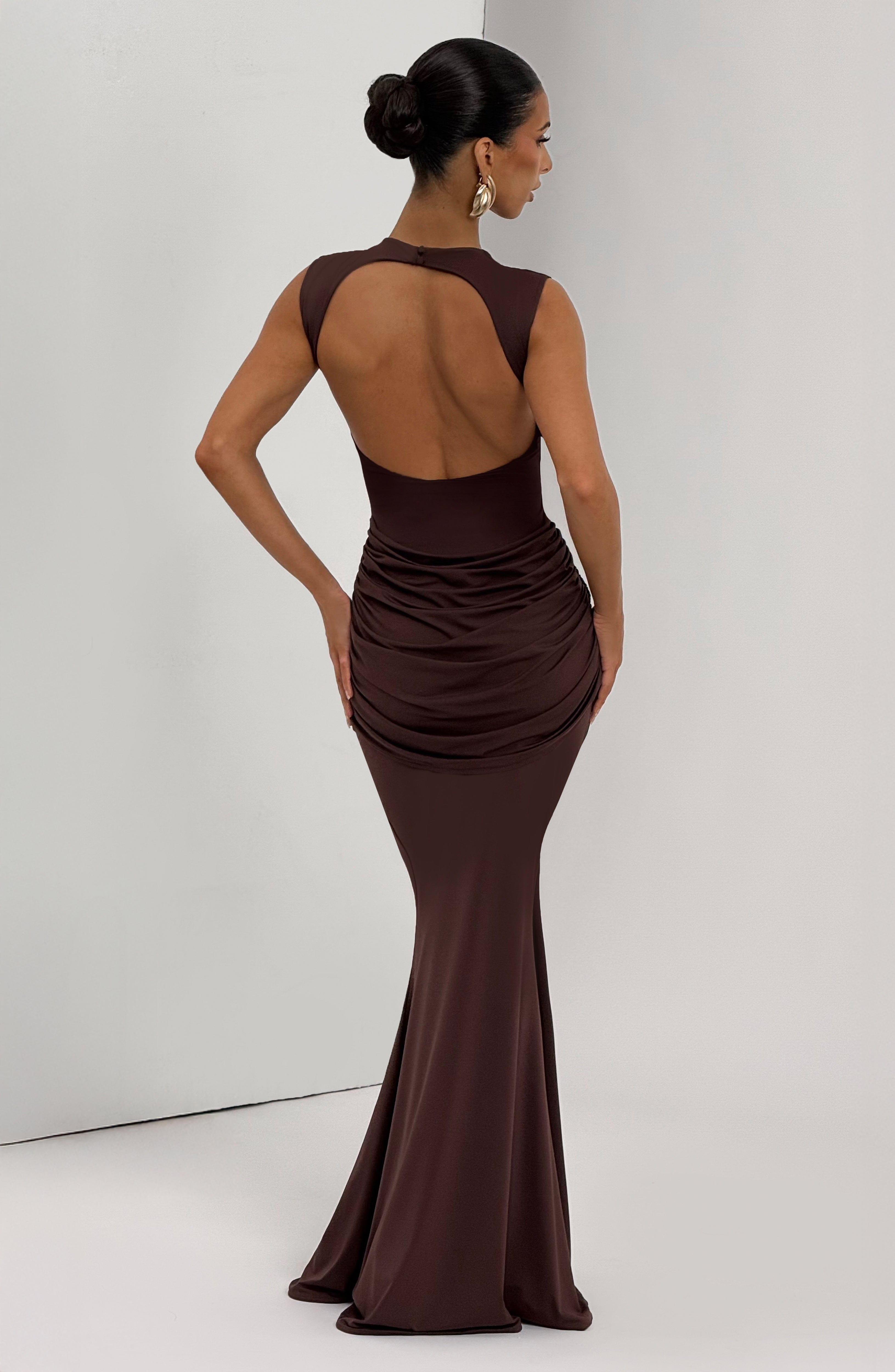 minilena Lorenza Maxi Dress Plum Brown