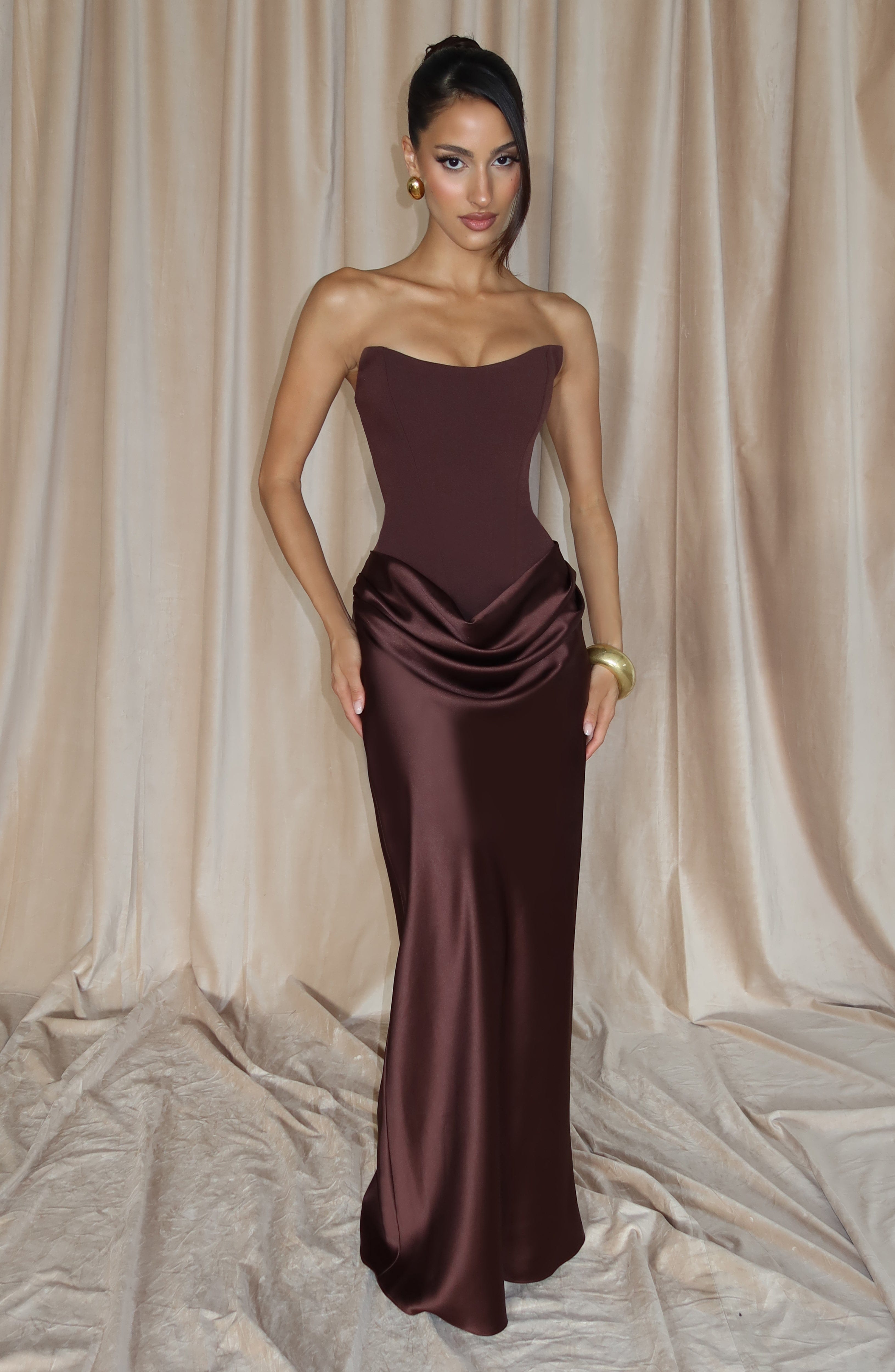 minilena Maggie Maxi Dress Plum Brown