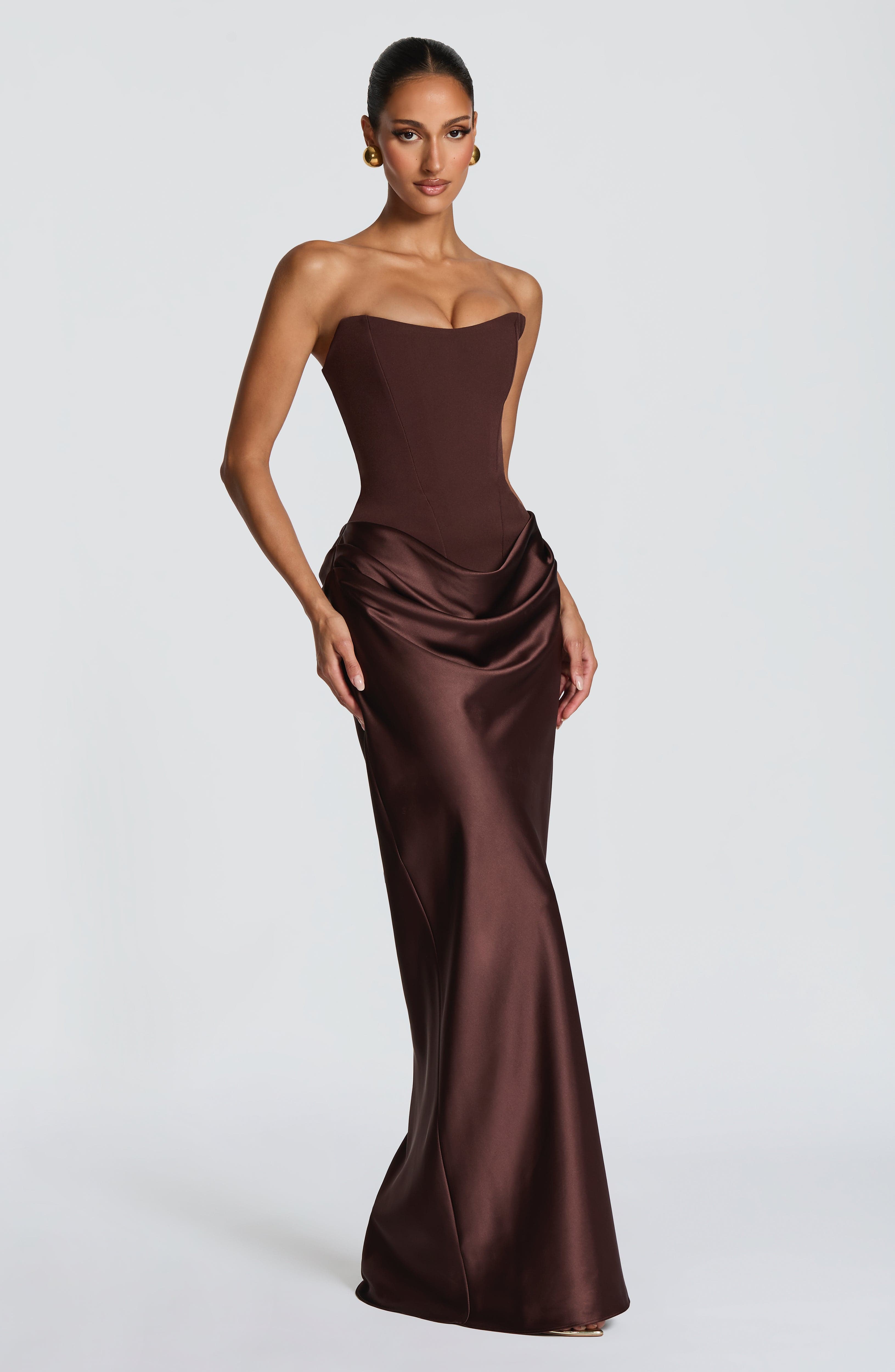 minilena Maggie Maxi Dress Plum Brown