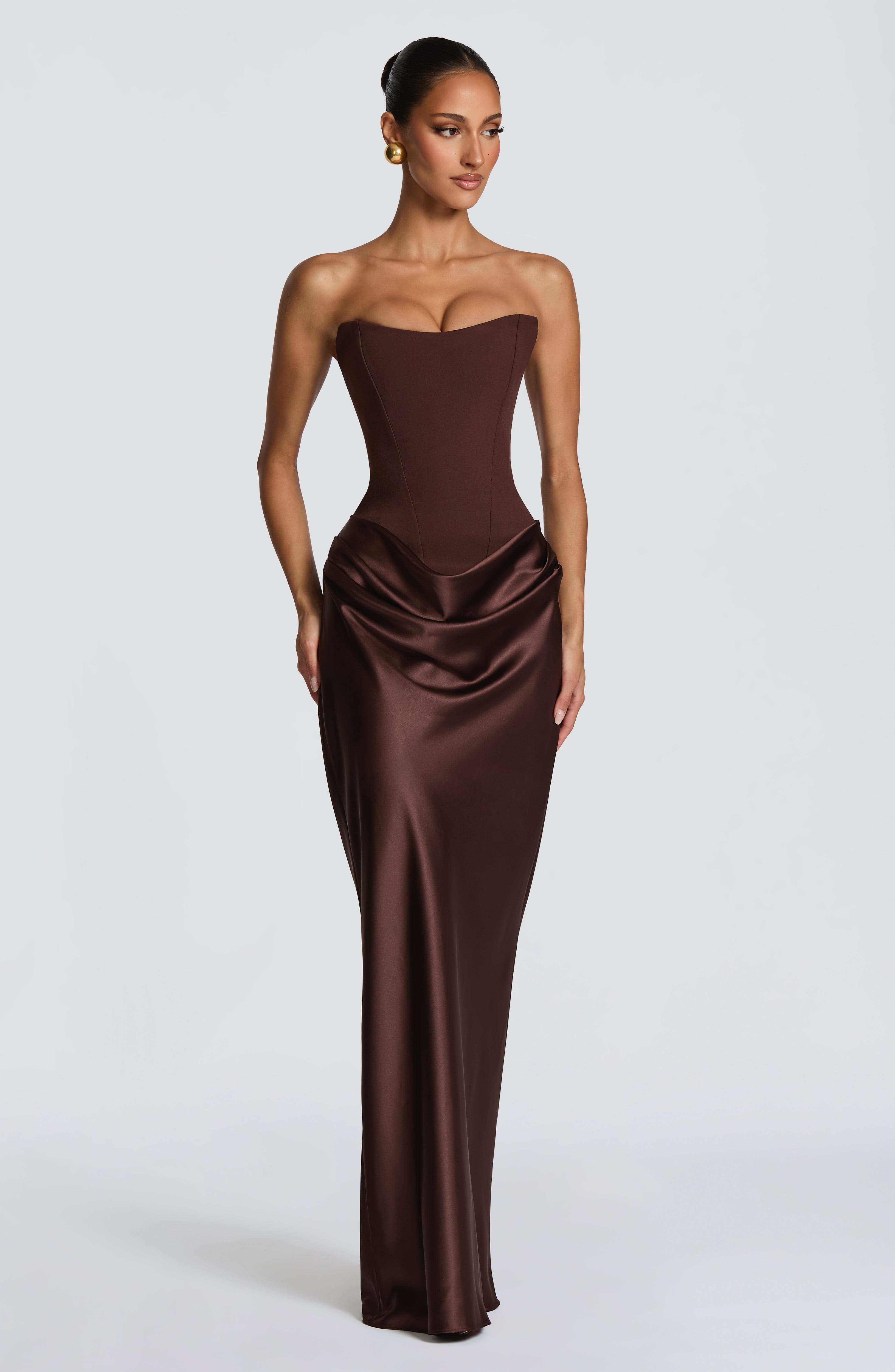 minilena Maggie Maxi Dress Plum Brown