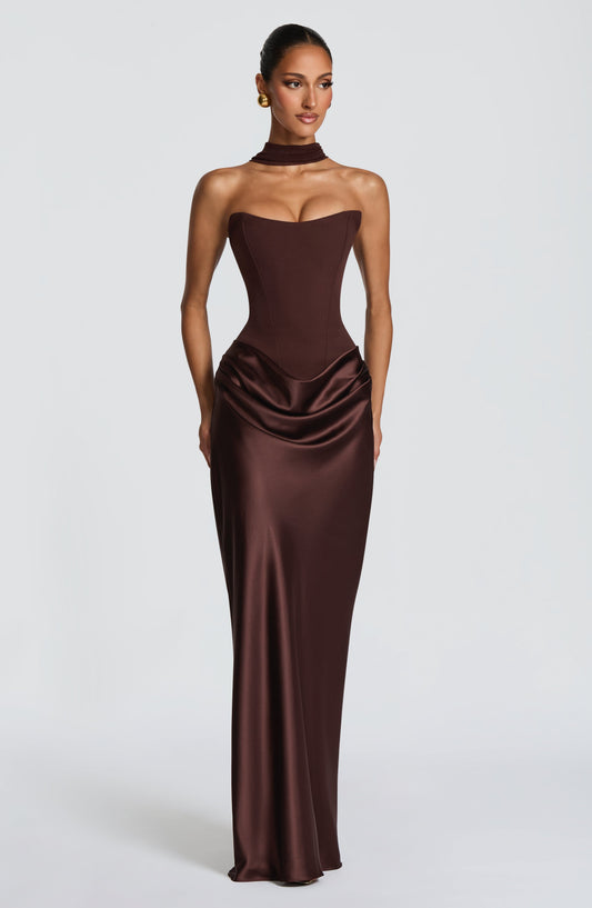 minilena Maggie Maxi Dress Plum Brown