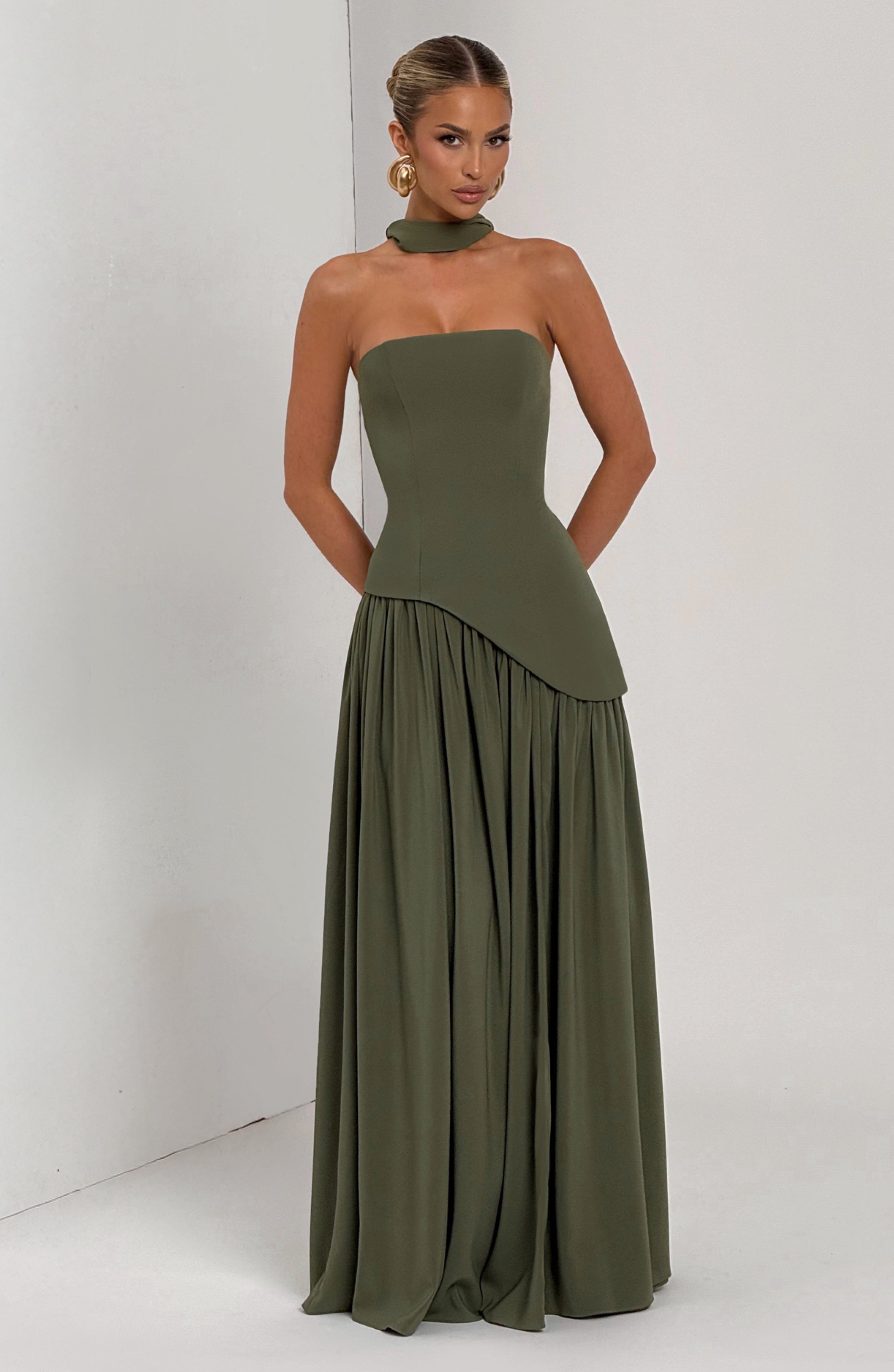 minilena Maliyah Maxi Dress Khaki