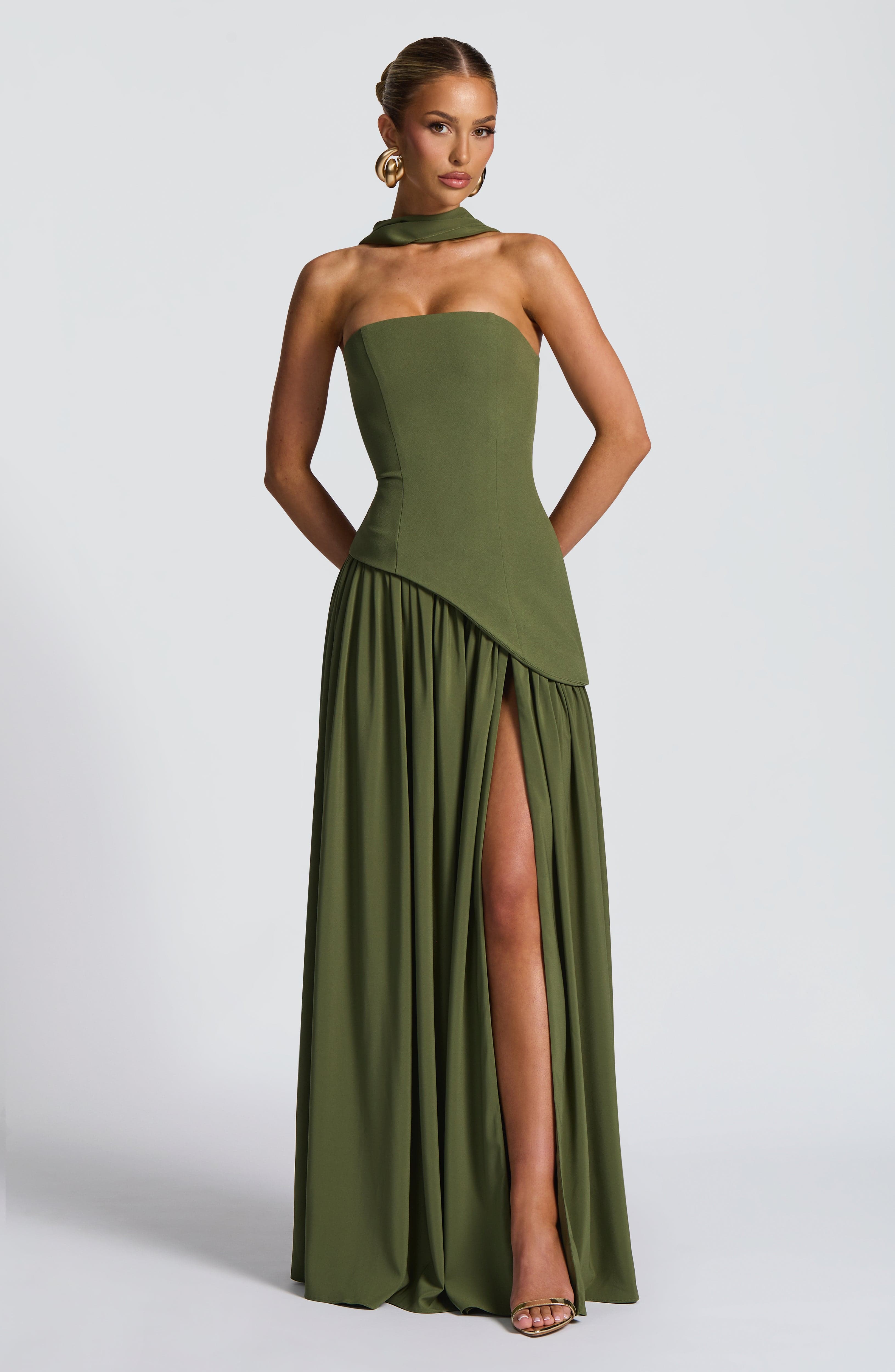 minilena Maliyah Maxi Dress Khaki