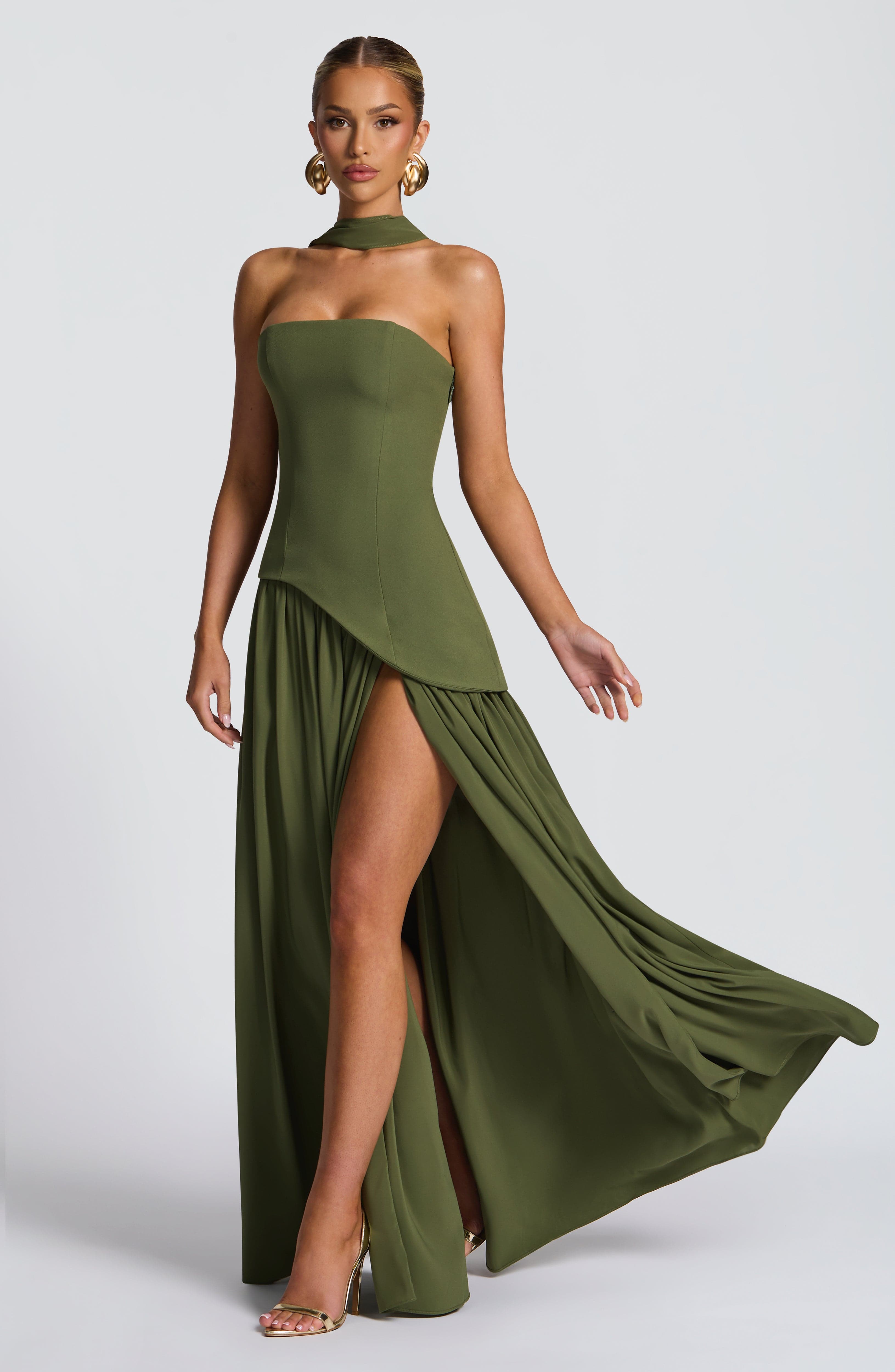 minilena Maliyah Maxi Dress Khaki