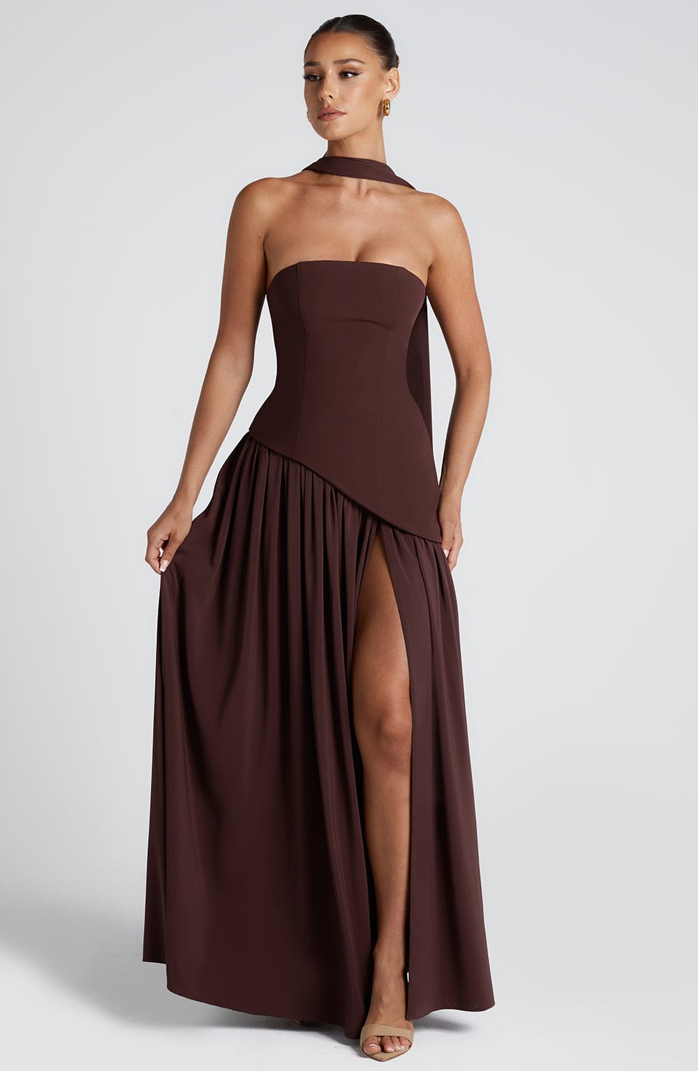 minilena Maliyah Maxi Dress Plum Brown