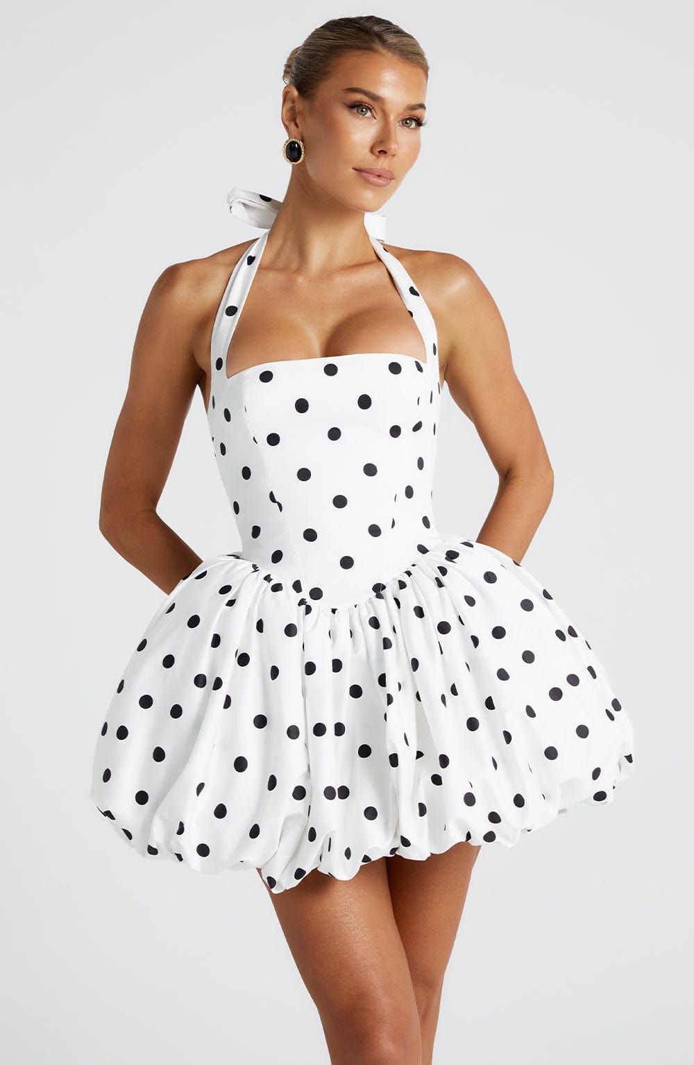 minilena Maricia Mini Dress Black Polka Dot Print