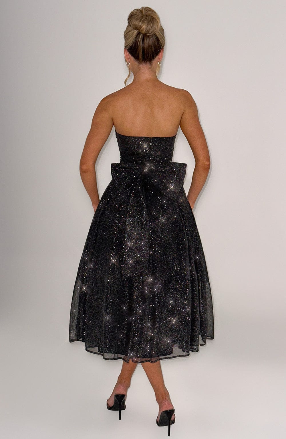 minilena Marissa Midi Dress Black Sparkle