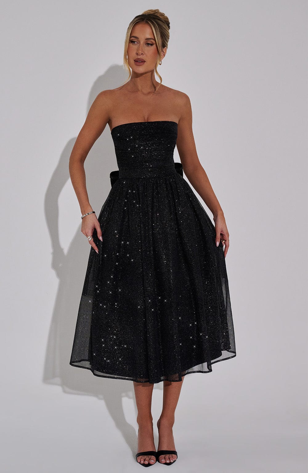 minilena Marissa Midi Dress Black Sparkle