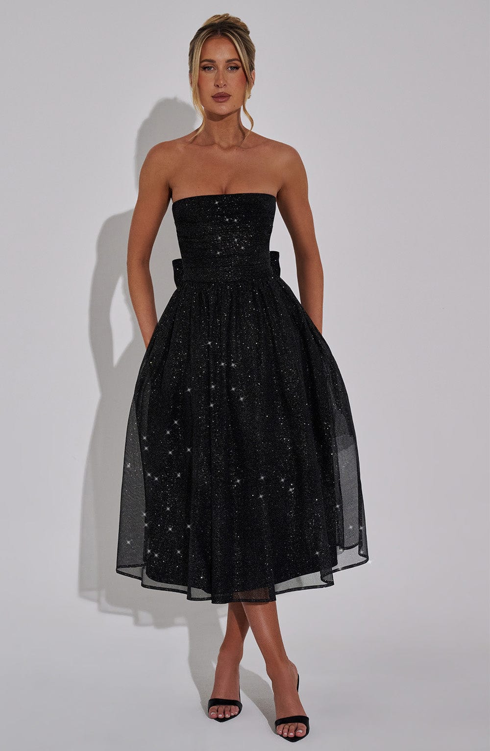 minilena Marissa Midi Dress Black Sparkle