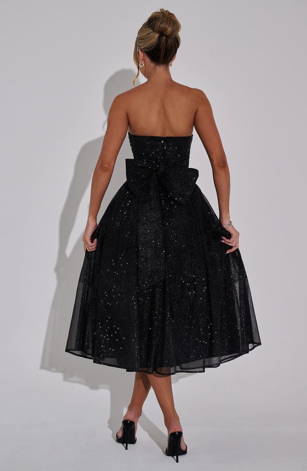 minilena Marissa Midi Dress Black Sparkle