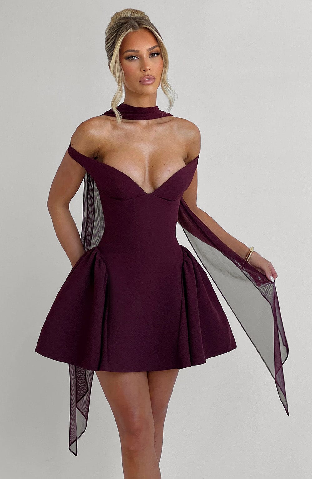 minilena Marla Mini Dress Cherry Lacquer