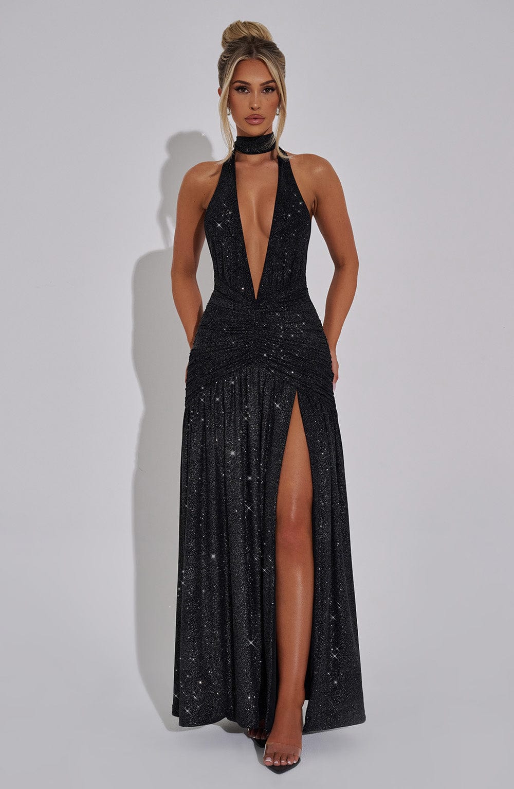 minilena Melania Maxi Dress Black Sparkle