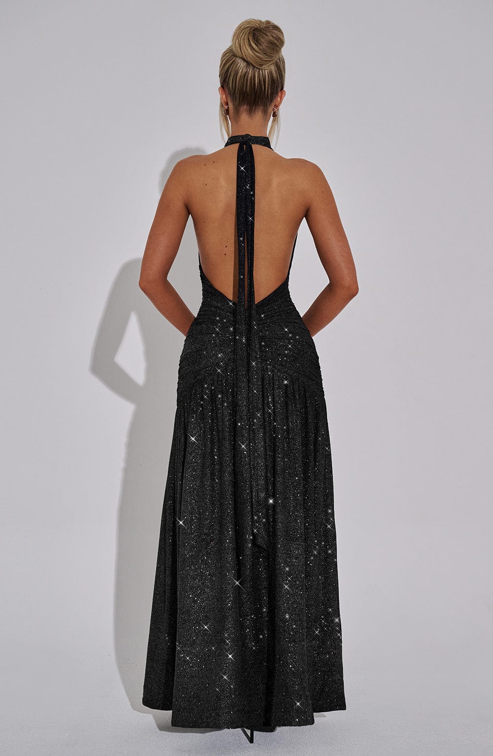 minilena Melania Maxi Dress Black Sparkle