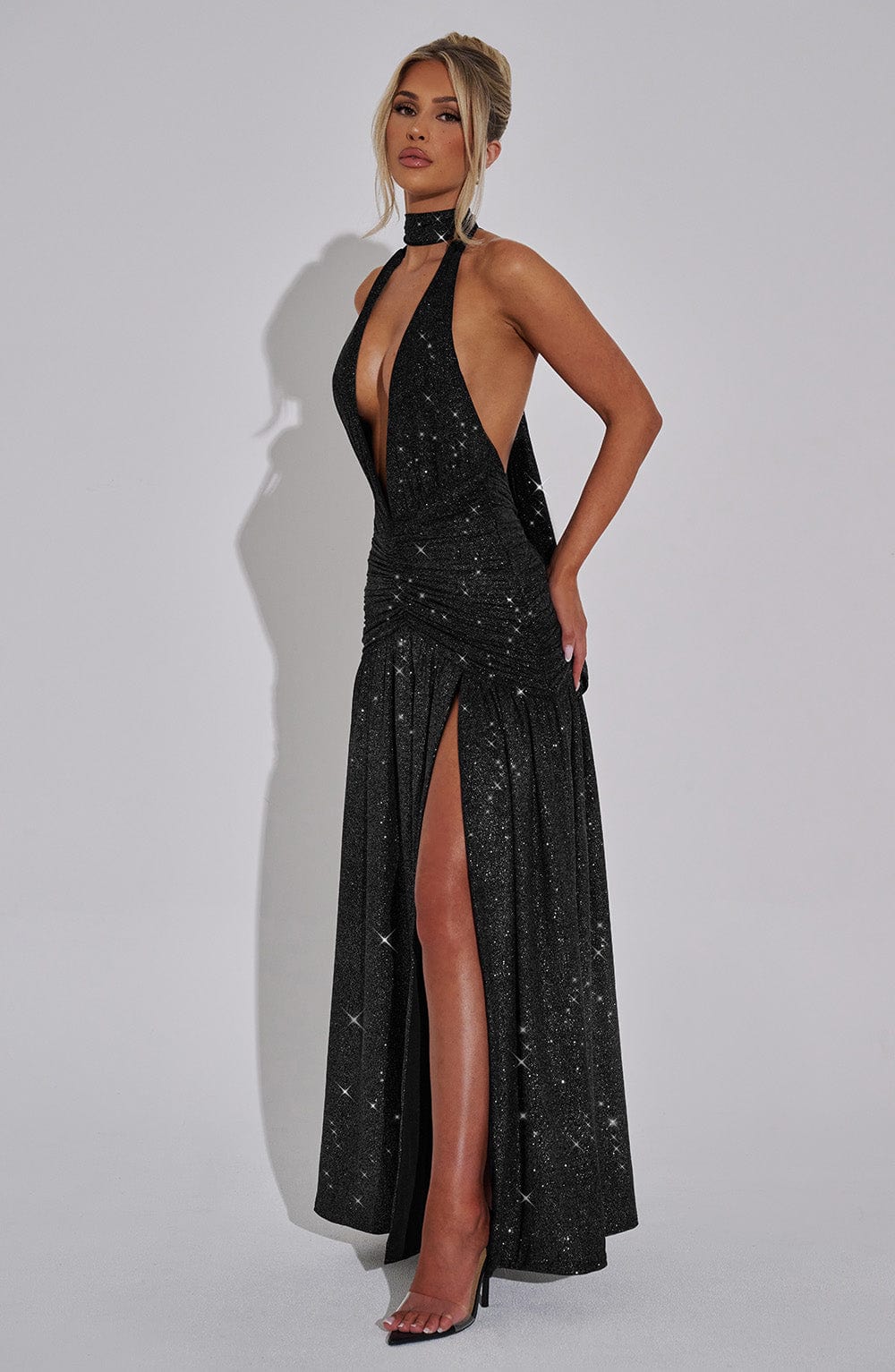 minilena Melania Maxi Dress Black Sparkle