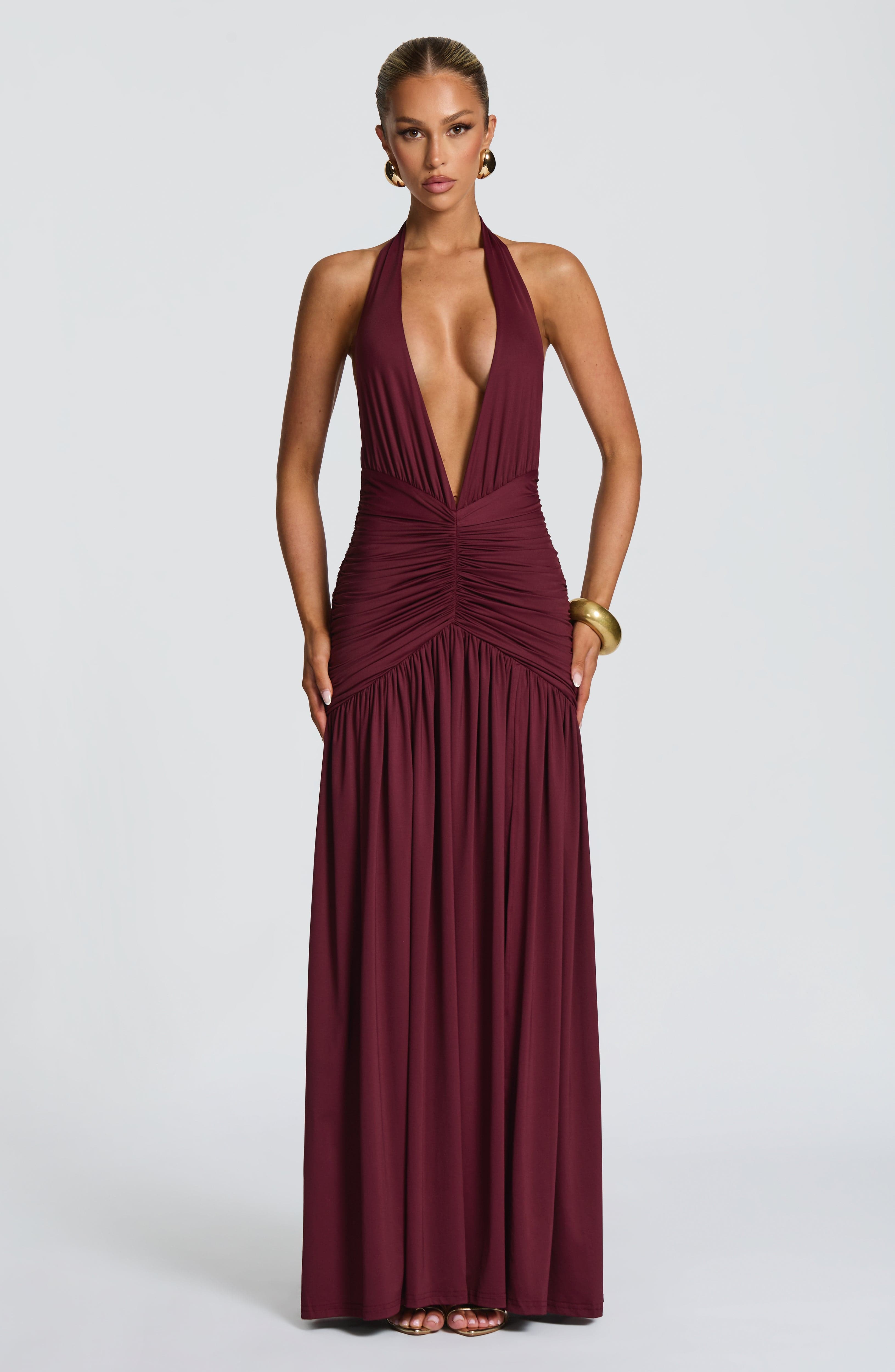 minilena Melania Maxi Dress Cherry Lacquer